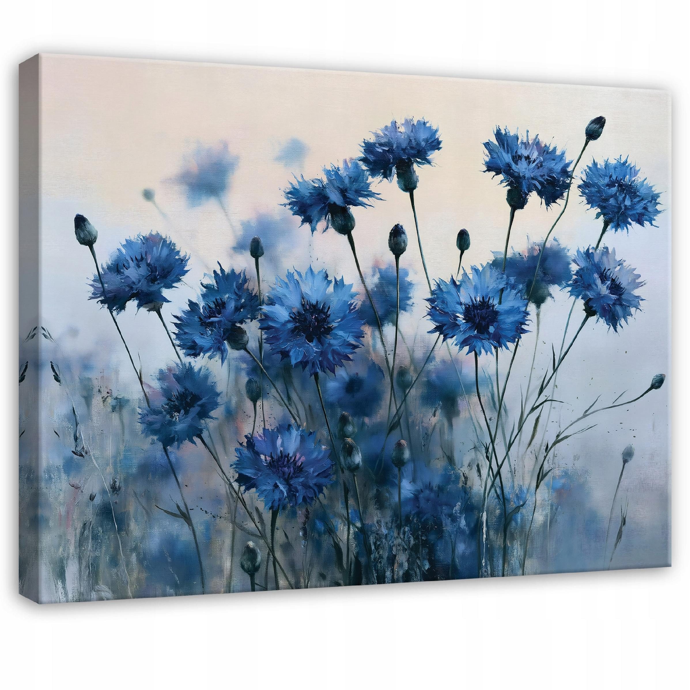 Wallarena Leinwandbild Blaue Blumen UV-beständig handgespannt Badezimmer 60x40 cm, Blumen, 40 x 30 cm