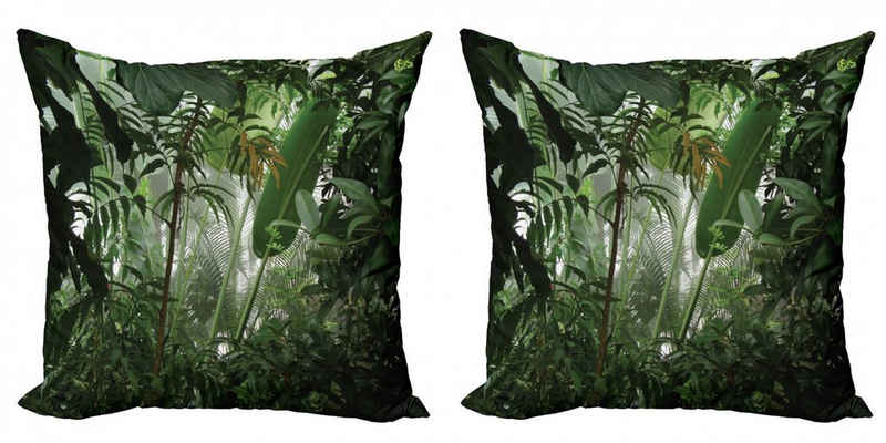 Kissenbezüge Modern Accent Doppelseitiger Digitaldruck, Abakuhaus (2 Stück), Grün Tropischer Regenwald Wilde
