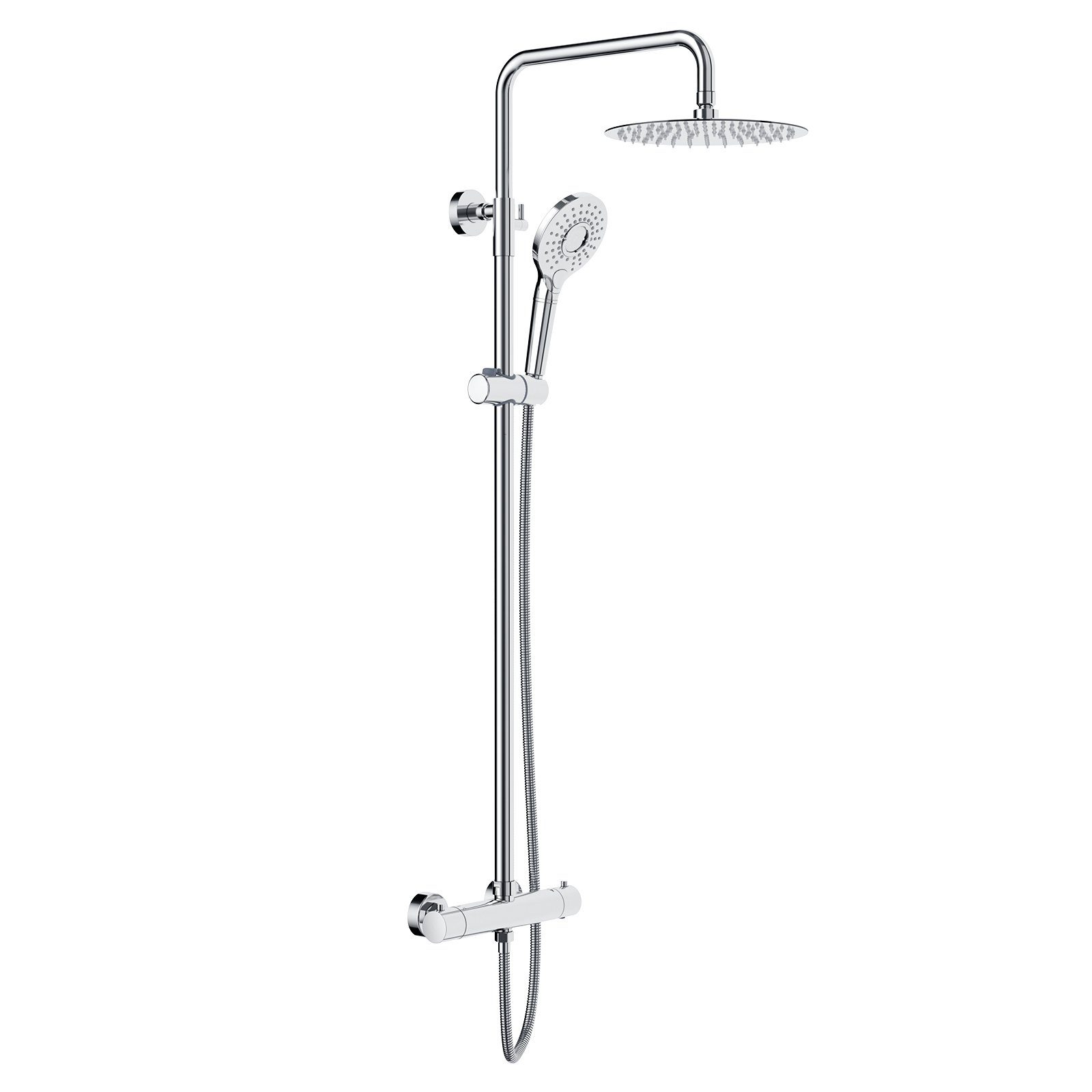 Wirquin Duschstangen-Set D25 Tresio – 3-strahlige Handbrause, Verchromt, Mit Antikalk-Funktion