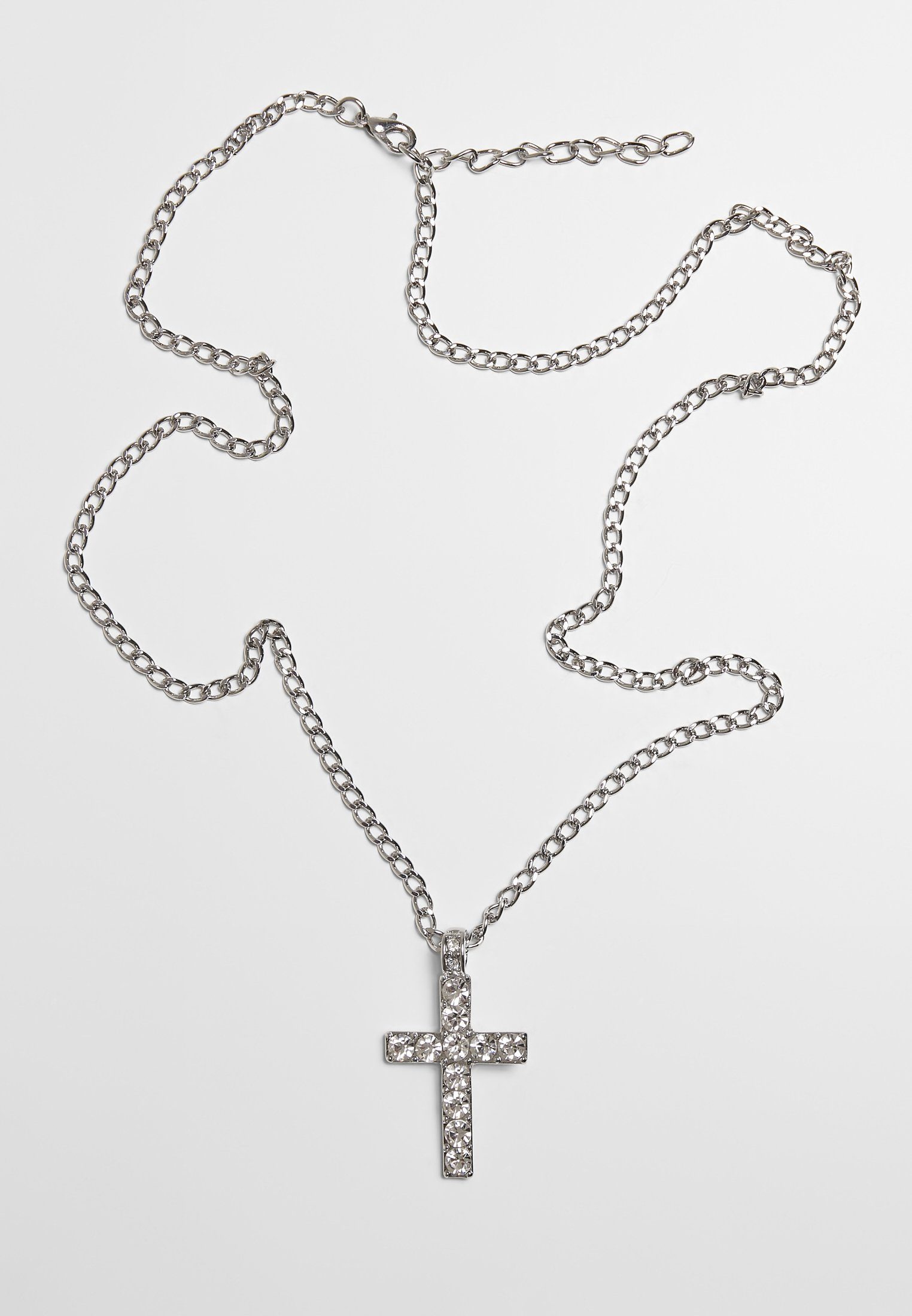 URBAN CLASSICS Edelstahlkette Accessoires Diamond silver Cross Necklace