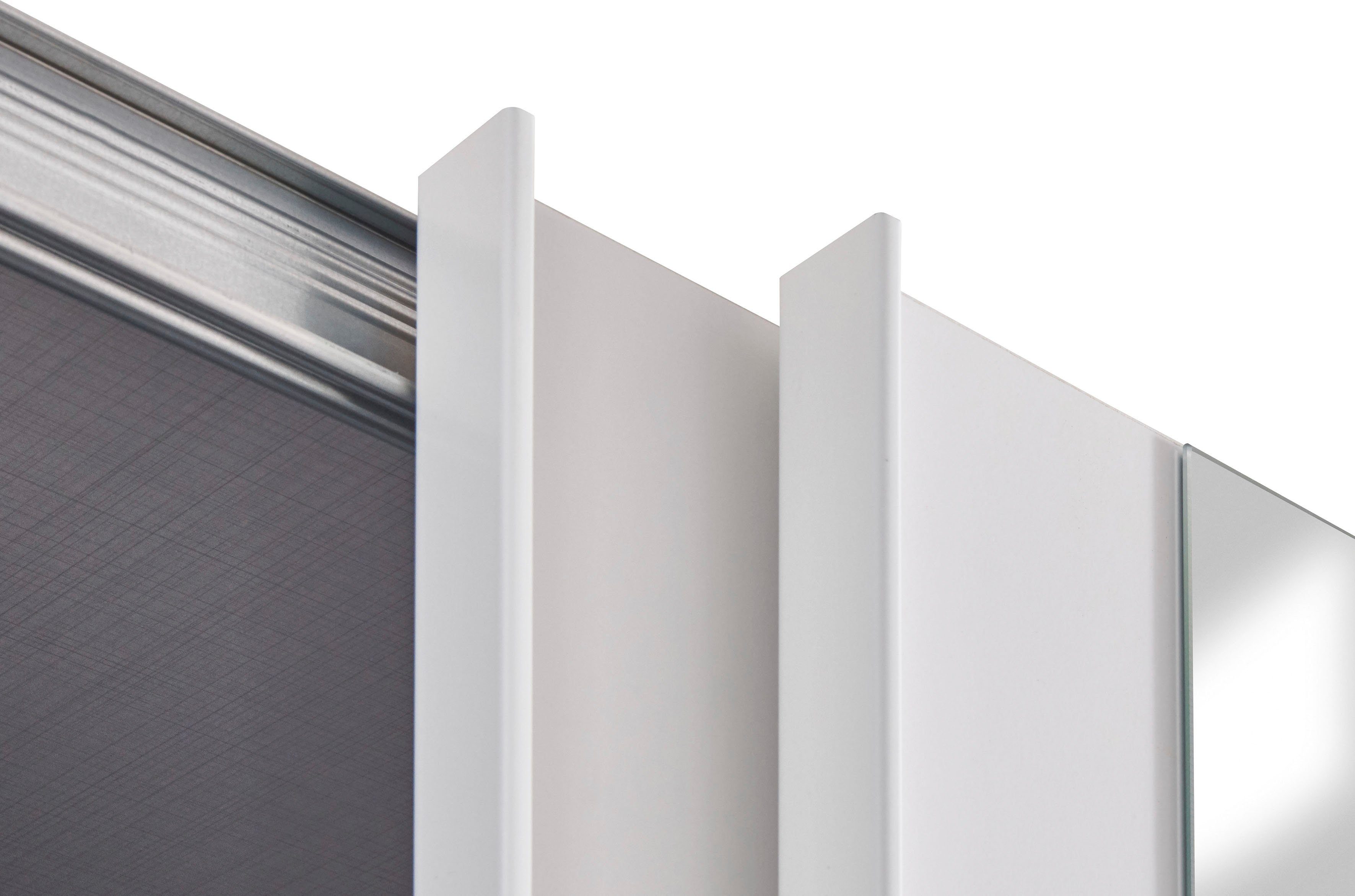 Einlegeböden Spiegel Schwebetürenschrank INKLUSIVE 2 2 zusätzliche Wimex Weiß/ Weiß und Norderstedt Stoffboxen |