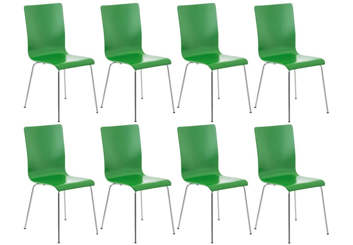 CLP Besucherstuhl Set), (8er geformter ergonomisch Holzsitz grün Pepe