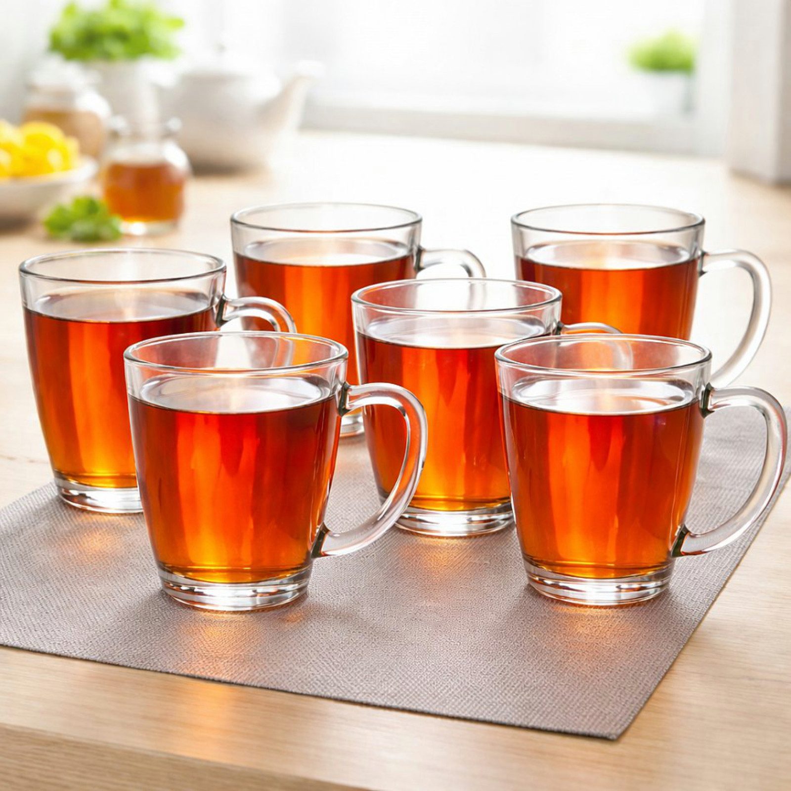 Koopman Tasse Teetasse Kaffeetasse Becher 400ml Transparent 6er Set, 6-tlg., Glas, Glas, 11,5x8cm, mit Henkel, Heißgetränke, Spülmaschinengeeugnet