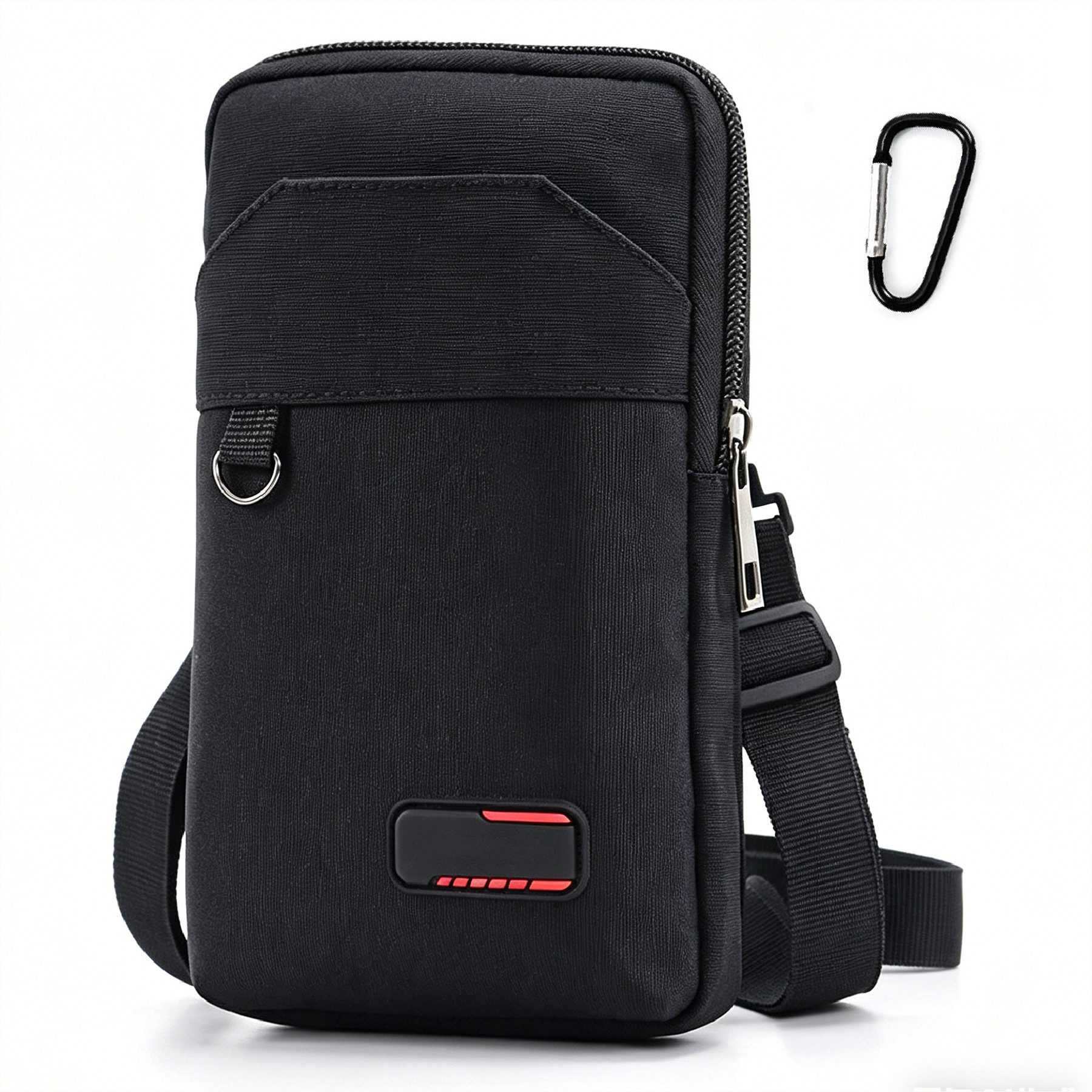 Mutig Umhängetasche 7-Zoll Handytasche Zum Umhängen 3-Lagen Taschen Handy (Schultertasche, Tasche Zum Umhängen, Herren Handtaschen kleine, Umhängetasche mit Abnehmbaren und Verstellbaren Schultergurten), mit Karabiner, für Wandern Sport, Laufen, Training, Joggen, Fitness