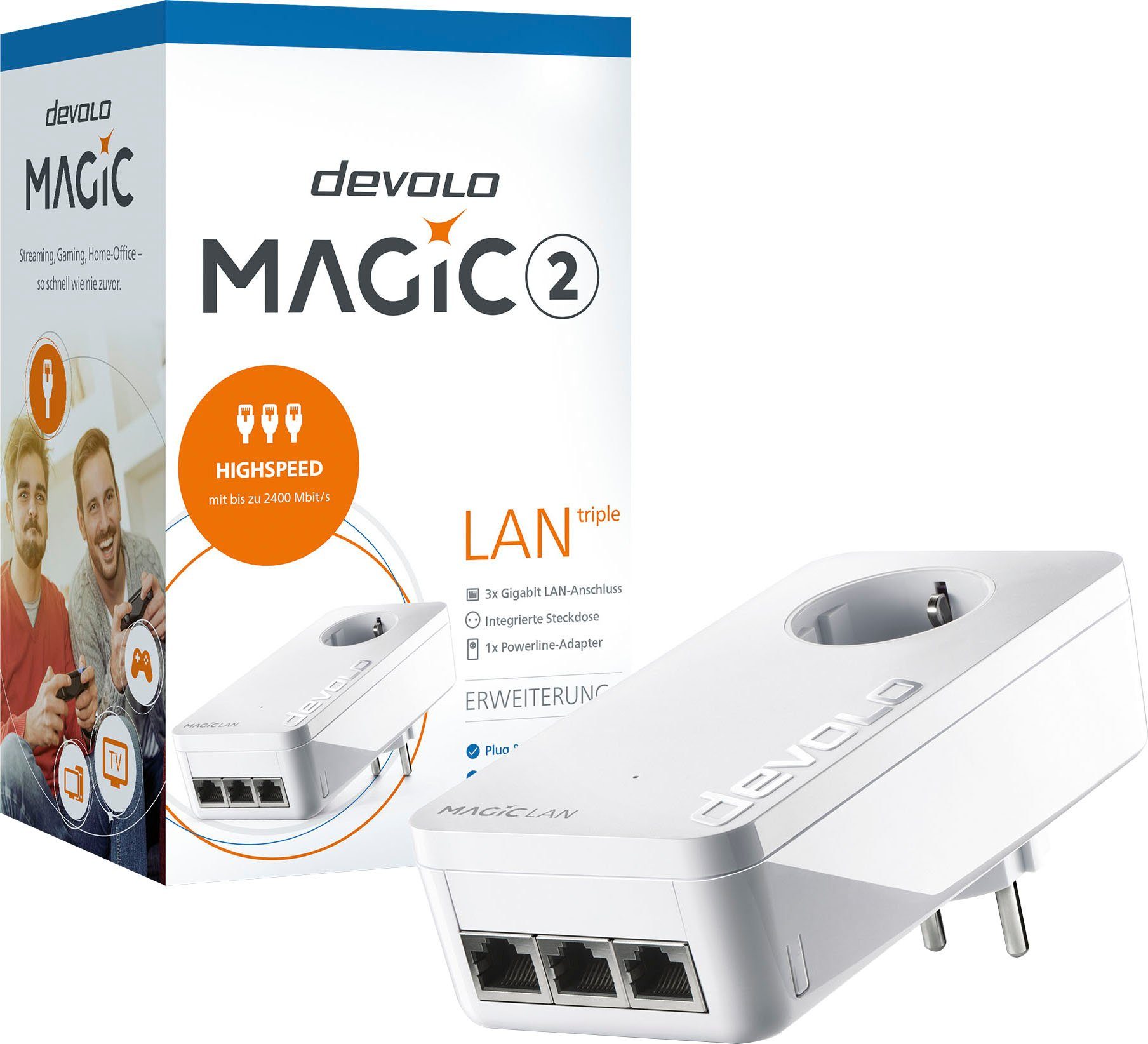 Heimnetz) (2400Mbit, GbitLAN, 3x LAN DEVOLO 2 LAN-Router Magic triple Ergänzung