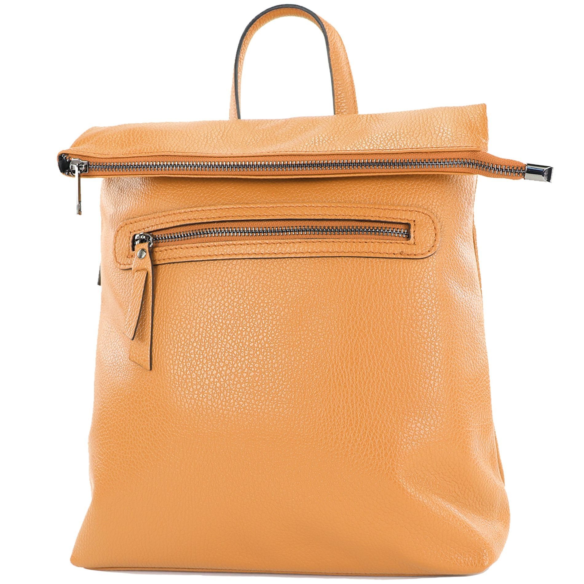 modamoda de Rucksack T235, Echtleder Handmade in Italy Camel