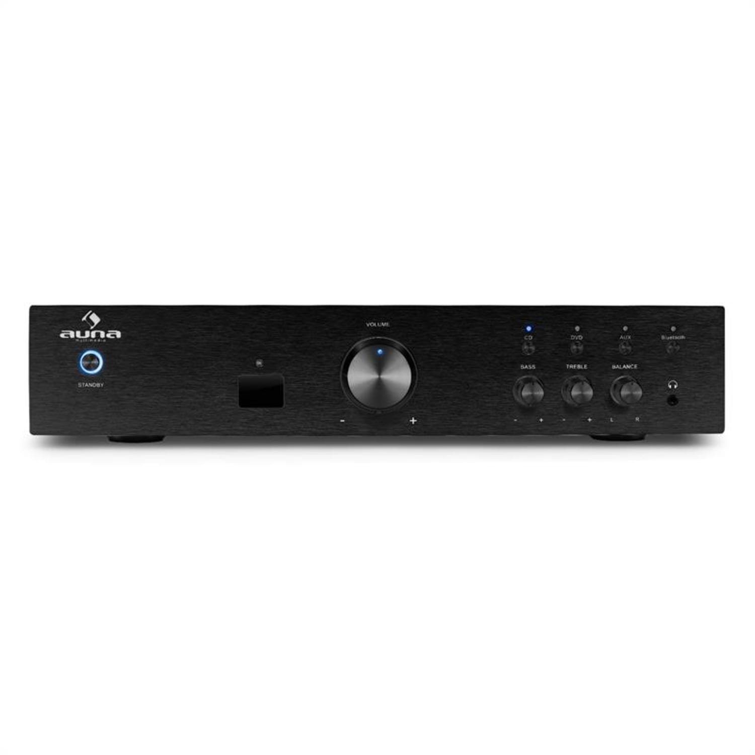 Audio Verstärker Audioverstärker Stereo DVD-Player sowie Schwarz 3 für (Anzahl HiFi AV2-CD508BT AUX-Quellen, Amplifier) CD-Player, Bluetooth 125 Digital W, Stereo-Cinch-Line-Eingänge Kanäle: Auna