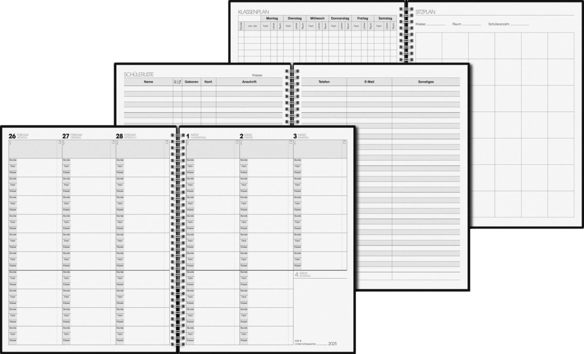 BRUNNEN Buchkalender Lehrerkalender 1 Woche/2 Seiten 2024/2025 ca. A4 23x29,7cm Baladek bla
