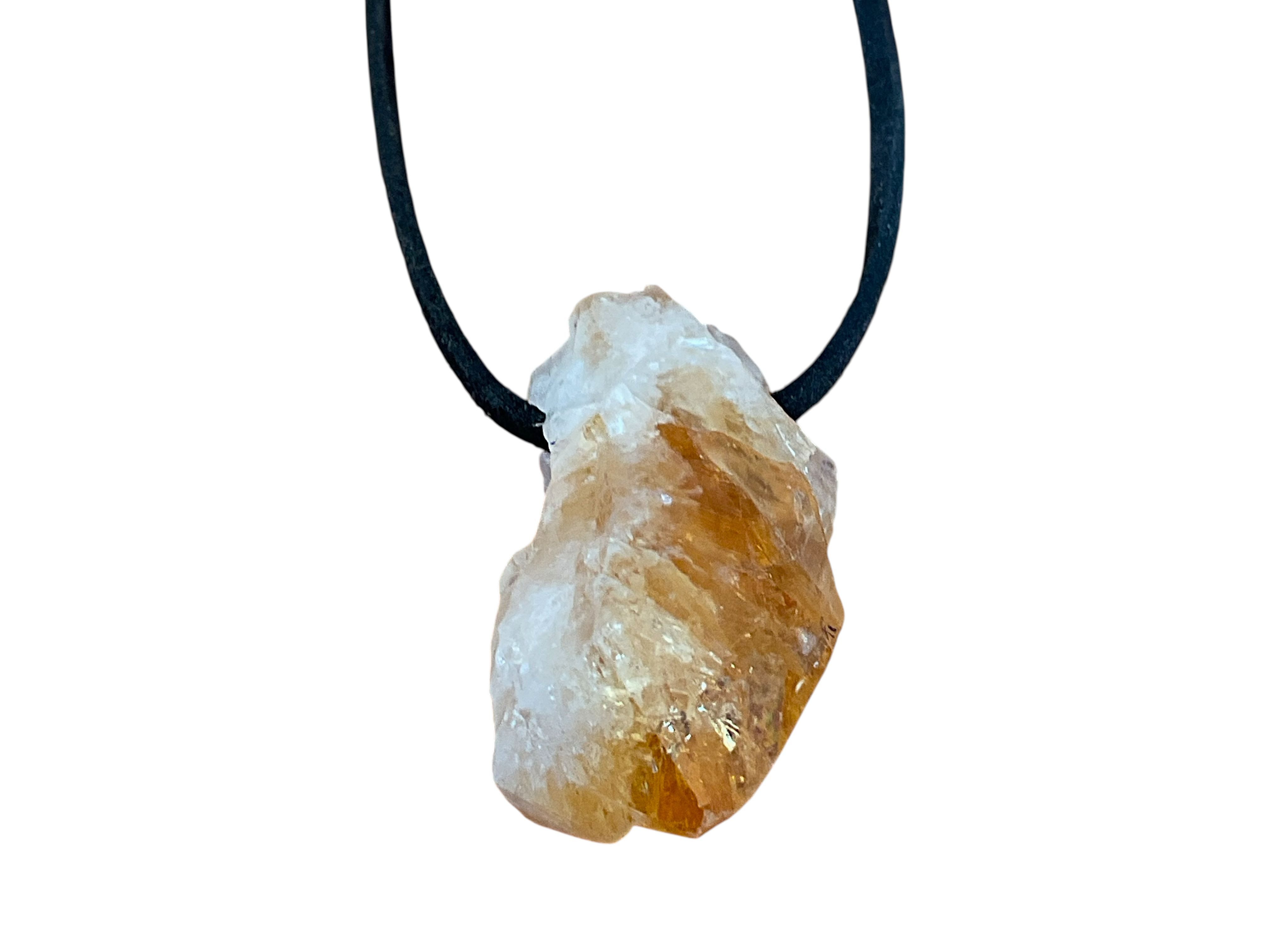 Steinfixx® Anhänger Set Citrin Rohstein Anhänger Brocken (ca. 2x2x4cm AAA-Qualität aus Brasilien, 1-tlg., incl. Edelsteinkarte und Geschenkbox), mit 80cm Wildlederband