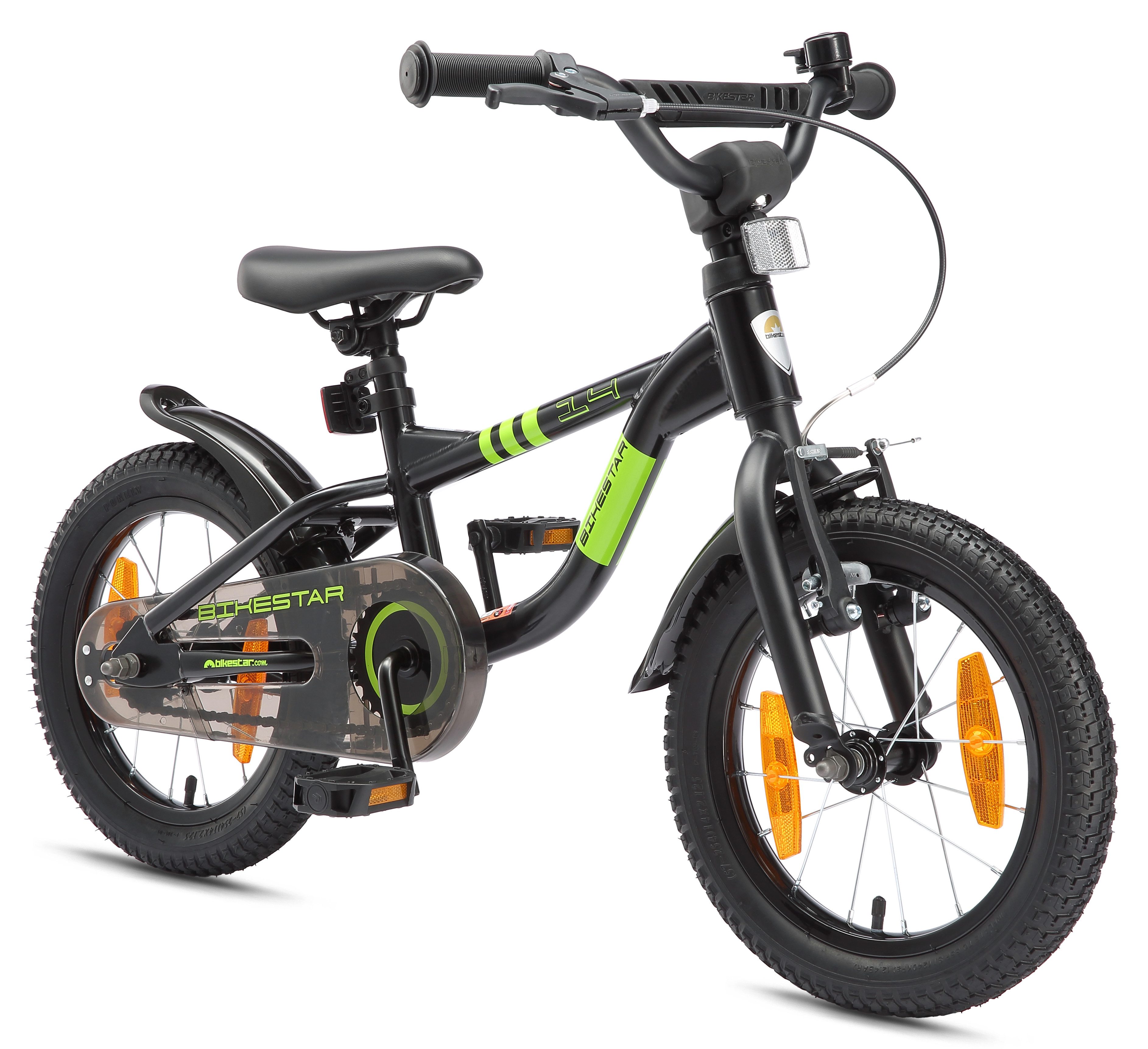Bikestar Kinderfahrrad Sport, 14 Zoll, ab 98 cm, 3 - 5 Jahre, Jungen, Mädchen, 1 Gang, Handbremse, Rücktrittbremse, Kettenschutz, Höhenverstellbar