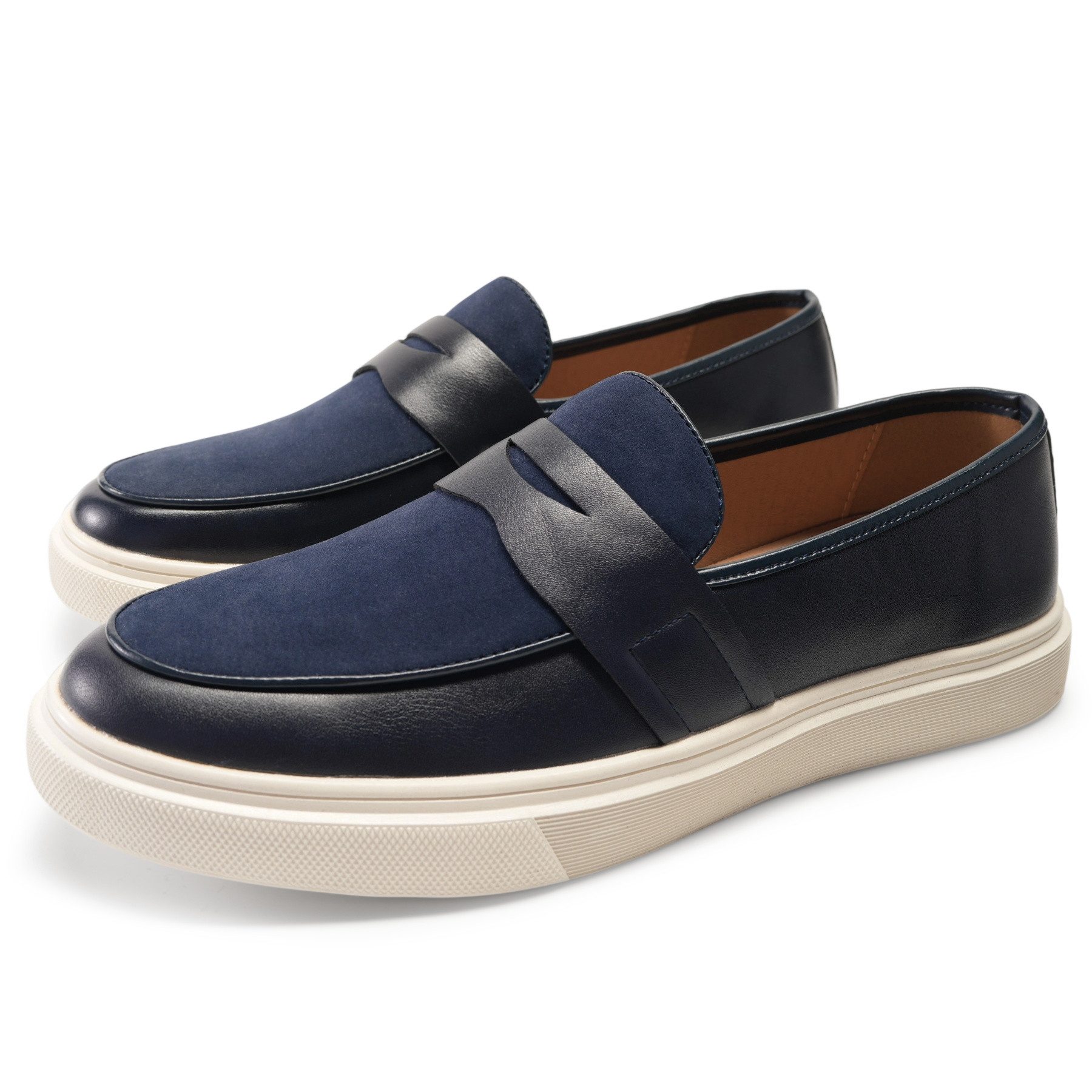 Allthemen Loafer mit Kontrastfarbe Slipper dicker Sohle Schlupfschuh günstig online kaufen