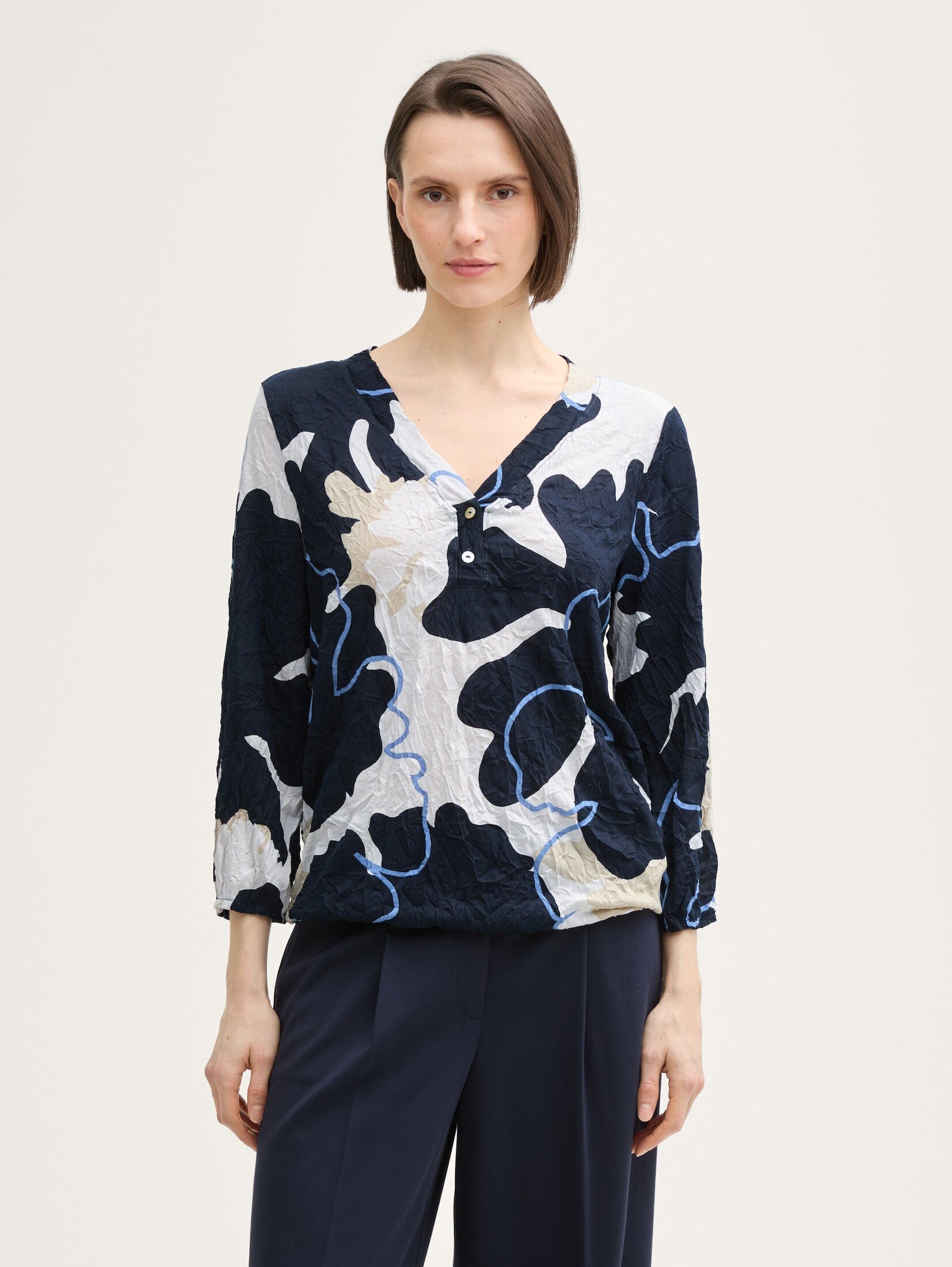 TOM TAILOR 3/4-Arm-Shirt Crinkle Blusenshirt Crinkle günstig online kaufen