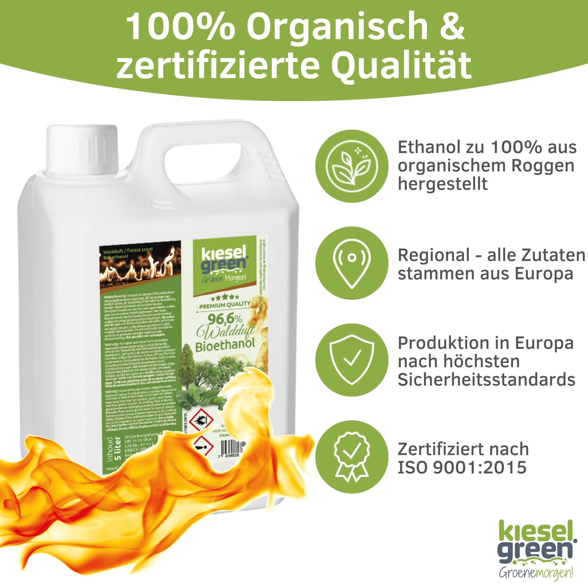 KieselGreen Bioethanol KieselGreen Bioethanol 5/10/25/50 Liter mit Duft für Ethanol-Kamin, 5 l – Bild 3 von 5