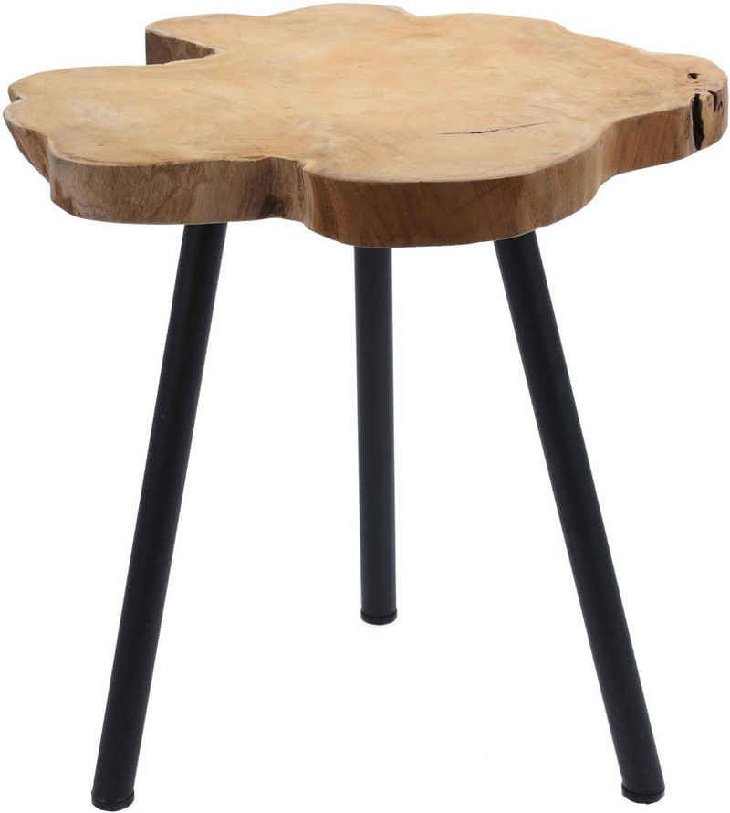 Spetebo Beistelltisch Design Beistelltisch mit Teakholz Platte (Packung, 1-St., 1 Tisch), Tisch,Couchtisch,Beistelltisch