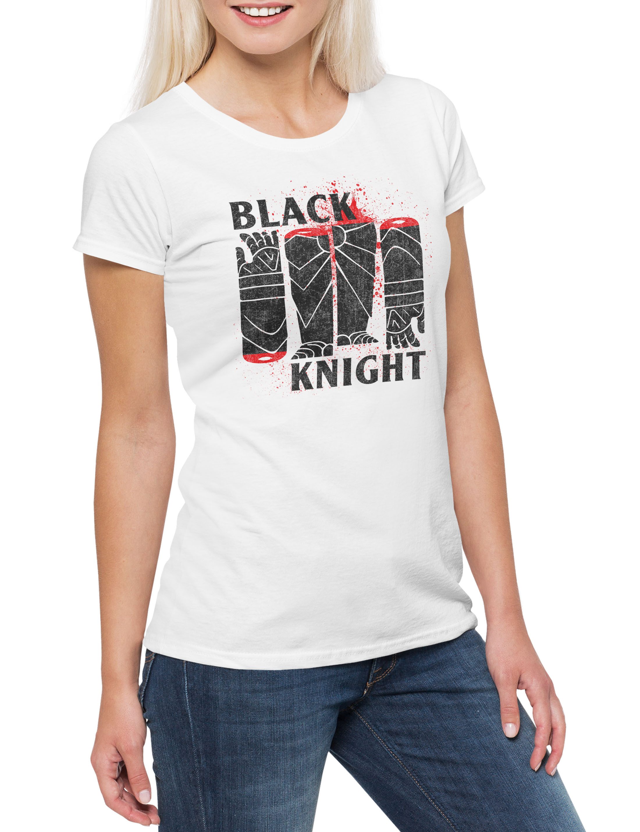 Print-Shirt Monty Black Knight Damen T-Shirt Monty Fun Schwarzer Life Ritter