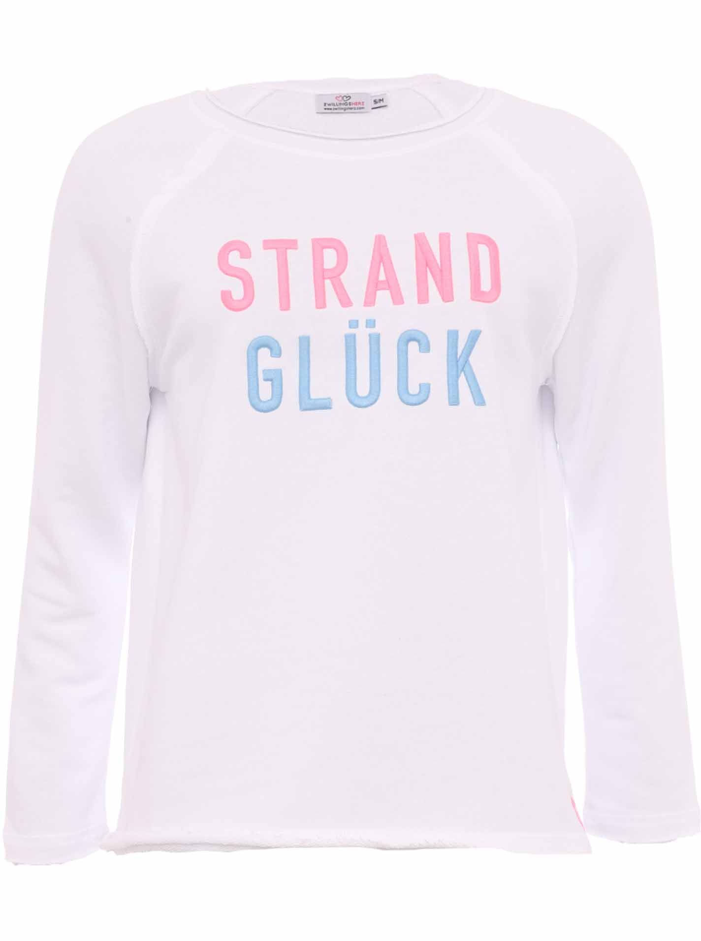 Zwillingsherz Langarmshirt mit aufgesticktem "Strandglück" günstig online kaufen