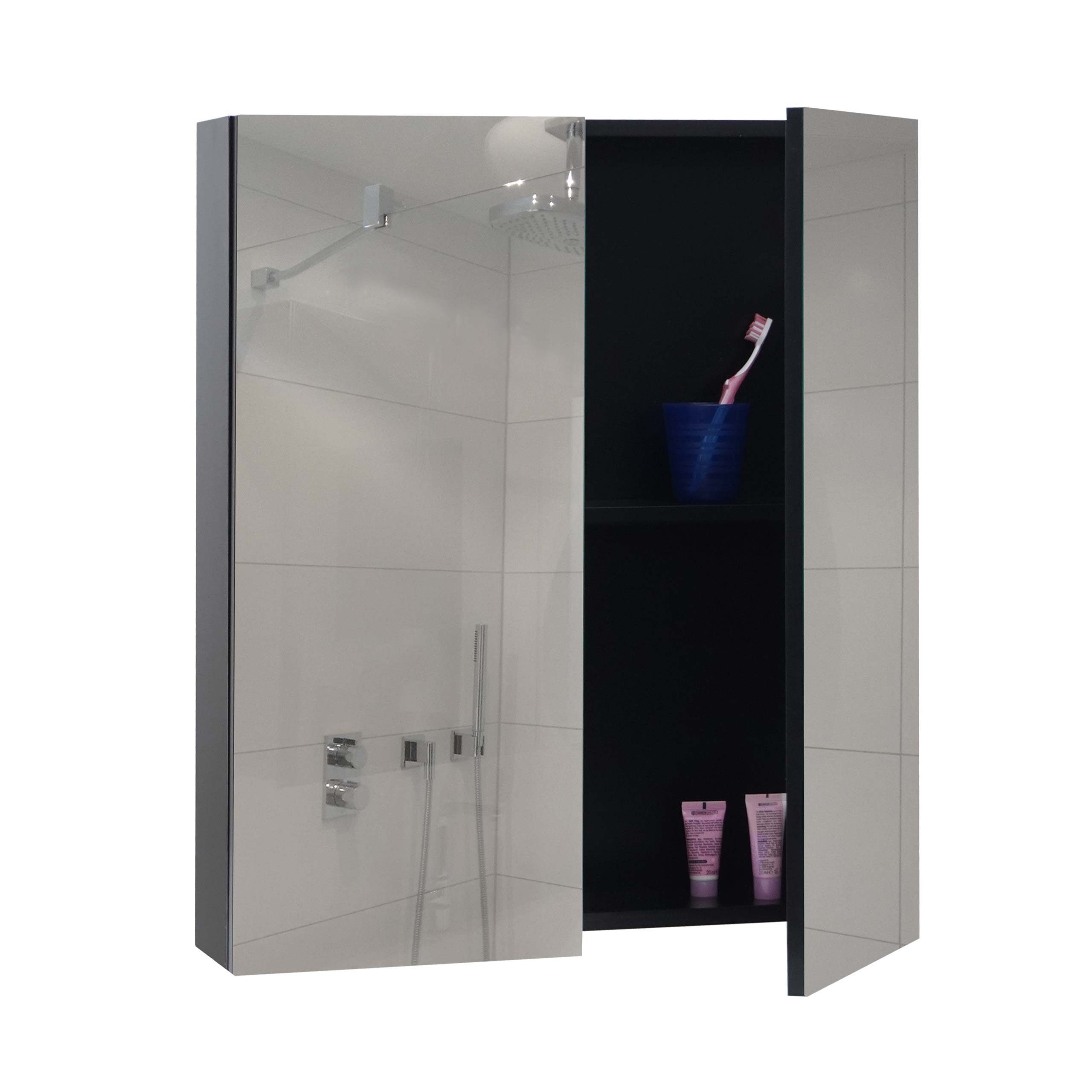 MCW Badezimmerspiegelschrank MCW-B19b-60 Hochglanz-Optik