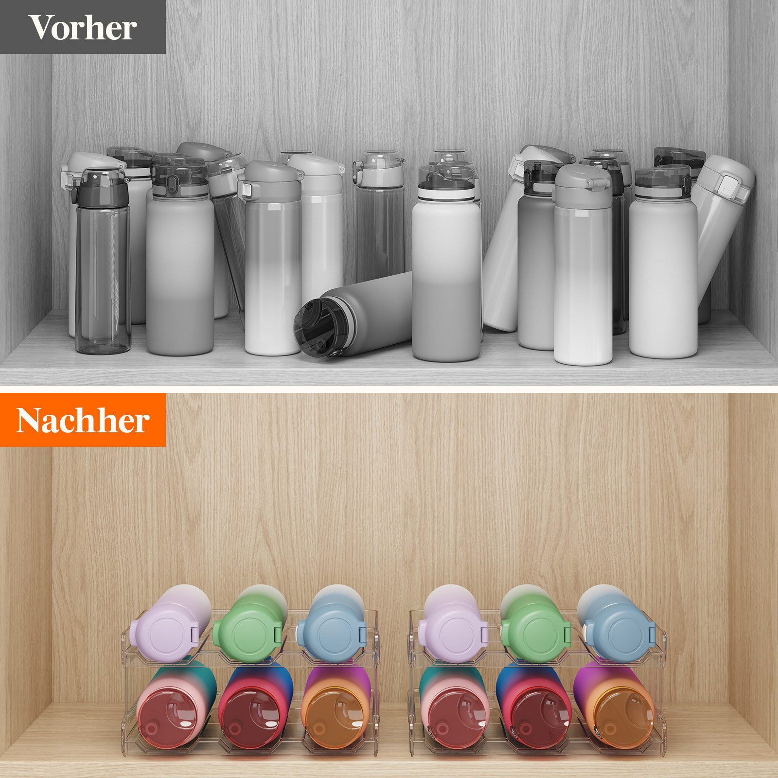Lifewit Küchenorganizer-Set Stapelbarer Flaschenhalter für Schrank, Gefrier günstig online kaufen