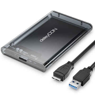 deleyCON Festplatten-Gehäuse deleyCON Festplattengehäuse 2,5“ HDD SSD 7mm 9,5mm Micro-USB