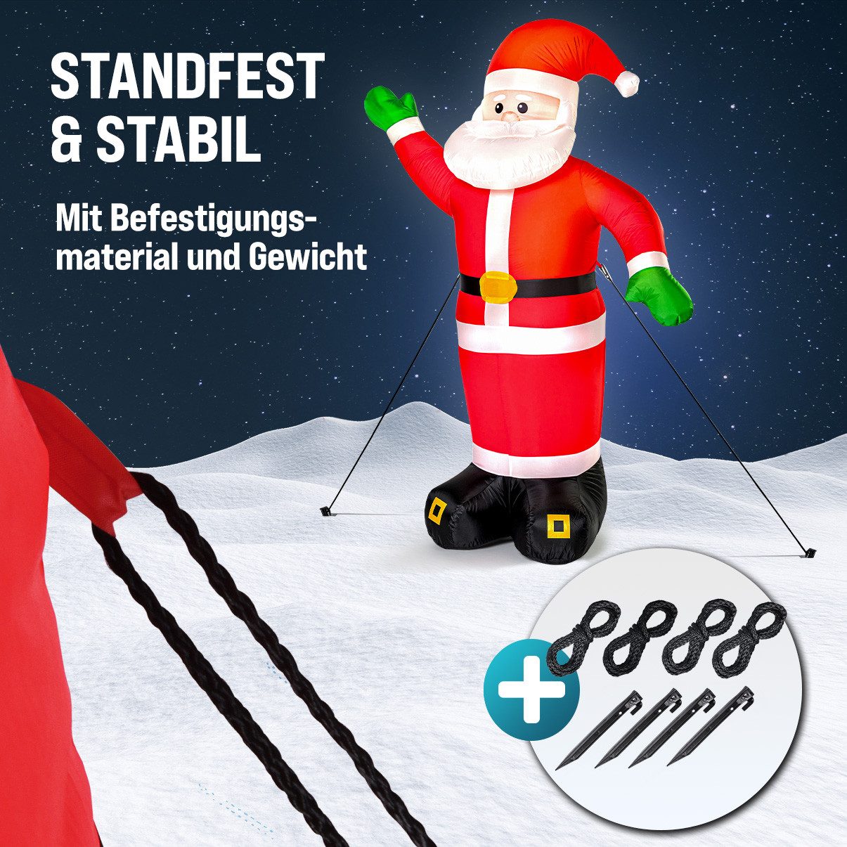 monzana Weihnachtsmann, Aufblasbarer XXL 250cm LED Beleuchtet Befestigungsmaterial IP44 Außen