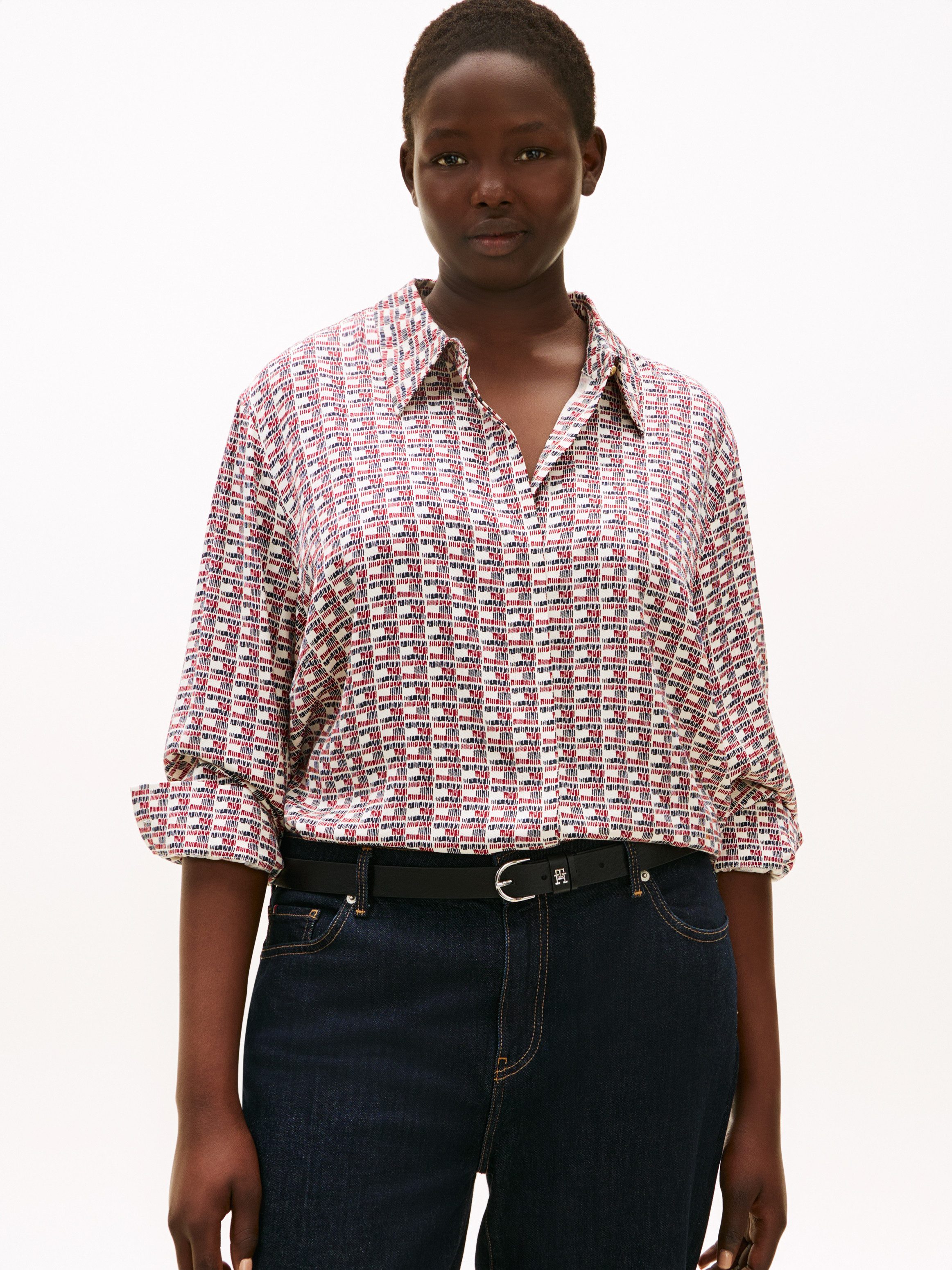 Tommy Hilfiger Curve Shirtbluse CRV VIS TWILL LS REGULAR SHIRT in großen Größen