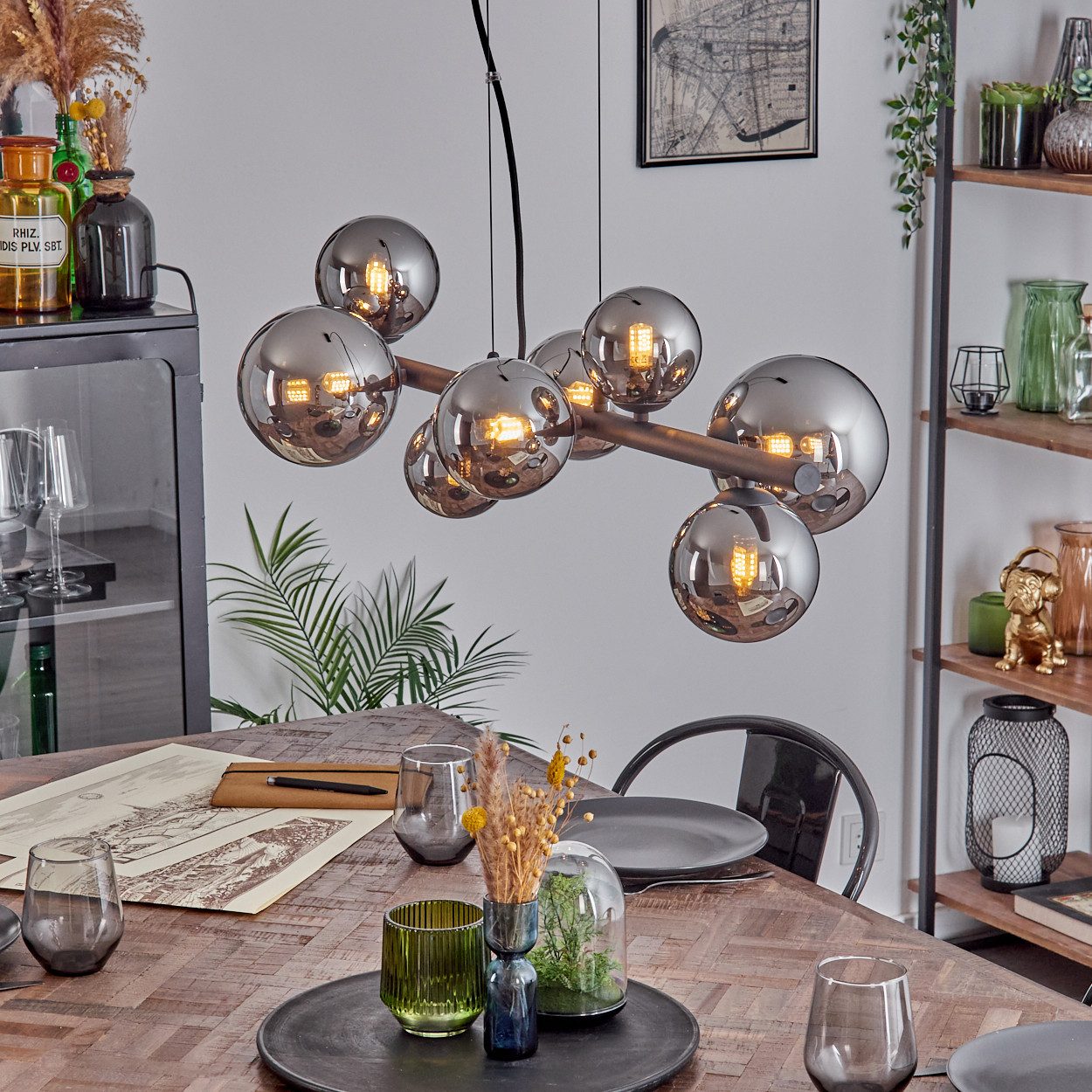 hofstein Pendelleuchte Hängelampe aus Metall/Glas in günstig online kaufen