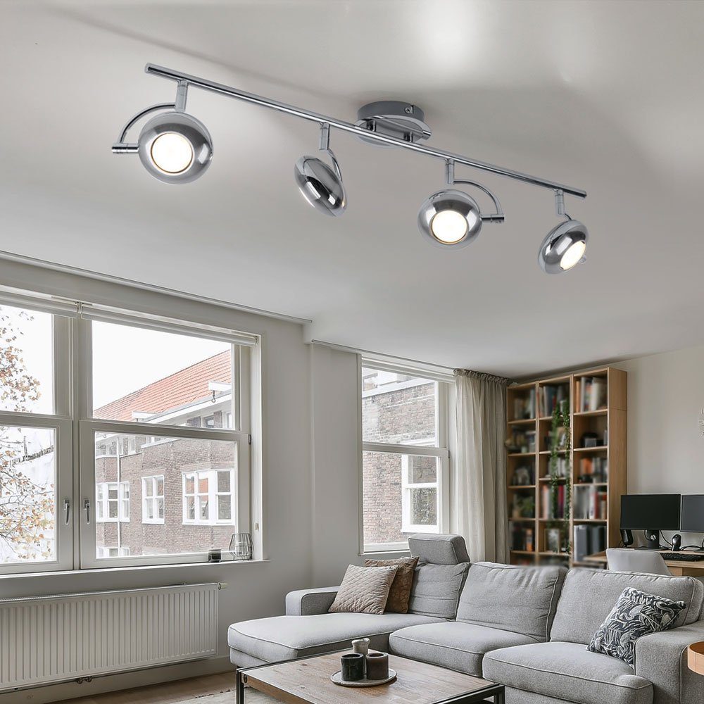 etc-shop LED Deckenleuchte, Wohnzimmer Leuchtmittel Spotleiste Chrom Deckenstrahler LED inklusive, Deckenleuchte Warmweiß