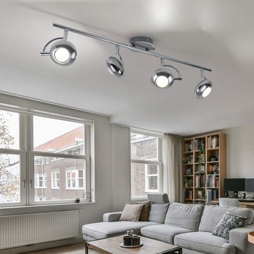 etc-shop LED Deckenleuchte, Leuchtmittel inklusive, Warmweiß, Deckenstrahler Spotleiste Chrom LED Deckenleuchte Wohnzimmer