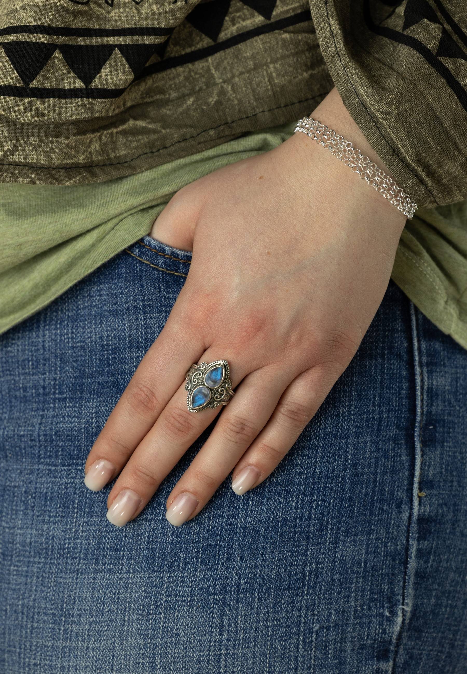 mantraroma Lapis mit Lazuli Silber Silberring 925er