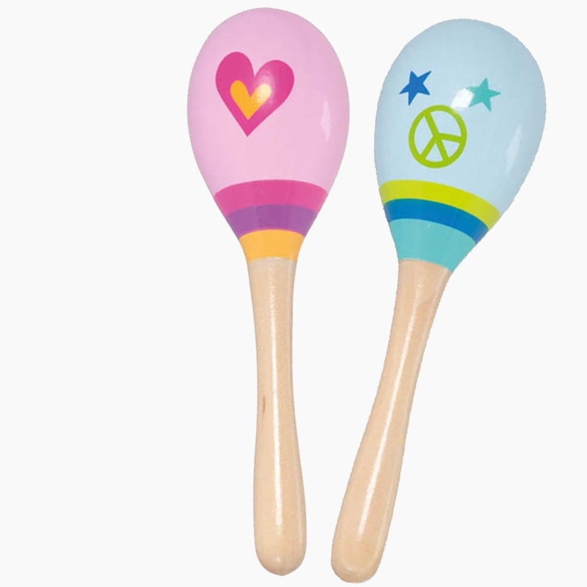 goki Spielzeug-Musikinstrument Maracas Set Herz und Peace, (packung, 2 tlg., spar set), Erstes Musikerlebnis – Spaß an Rhythmus und Klängen