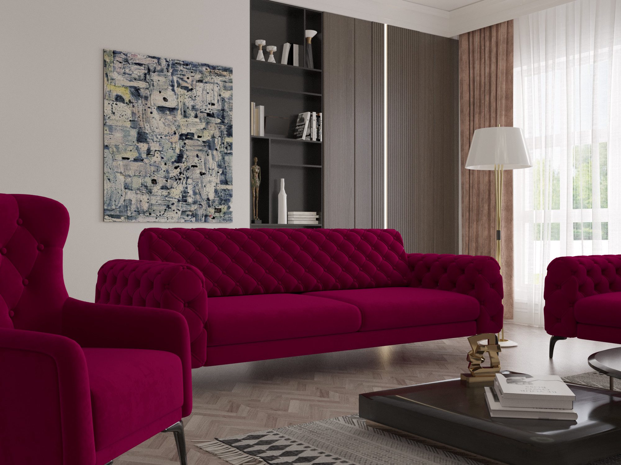 Möbeldreams Chesterfield-Sofa Sofa-Set Arizona Chesterfield Schlaffunktion günstig online kaufen