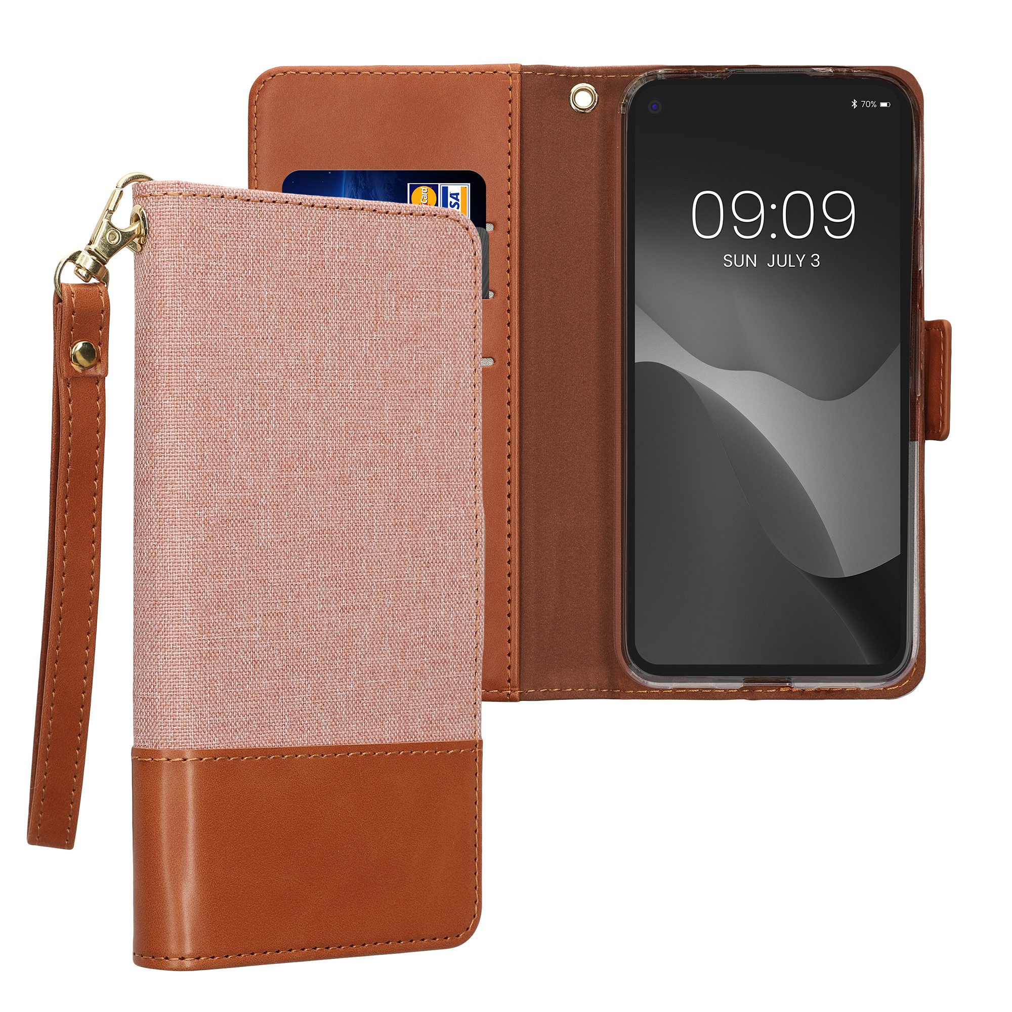 kwmobile Handyhülle Hülle klappbar für Google Pixel 4a Handyhülle, Kunstleder Flip Case mit Schlaufe und Standfunktion - Cover
