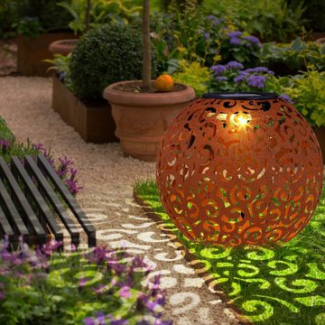 etc-shop LED Gartenleuchte, LED-Leuchtmittel fest verbaut, Warmweiß, LED Solar Außen Leuchte Garten Weg Beleuchtung Kugel Steck Lampe Dekor