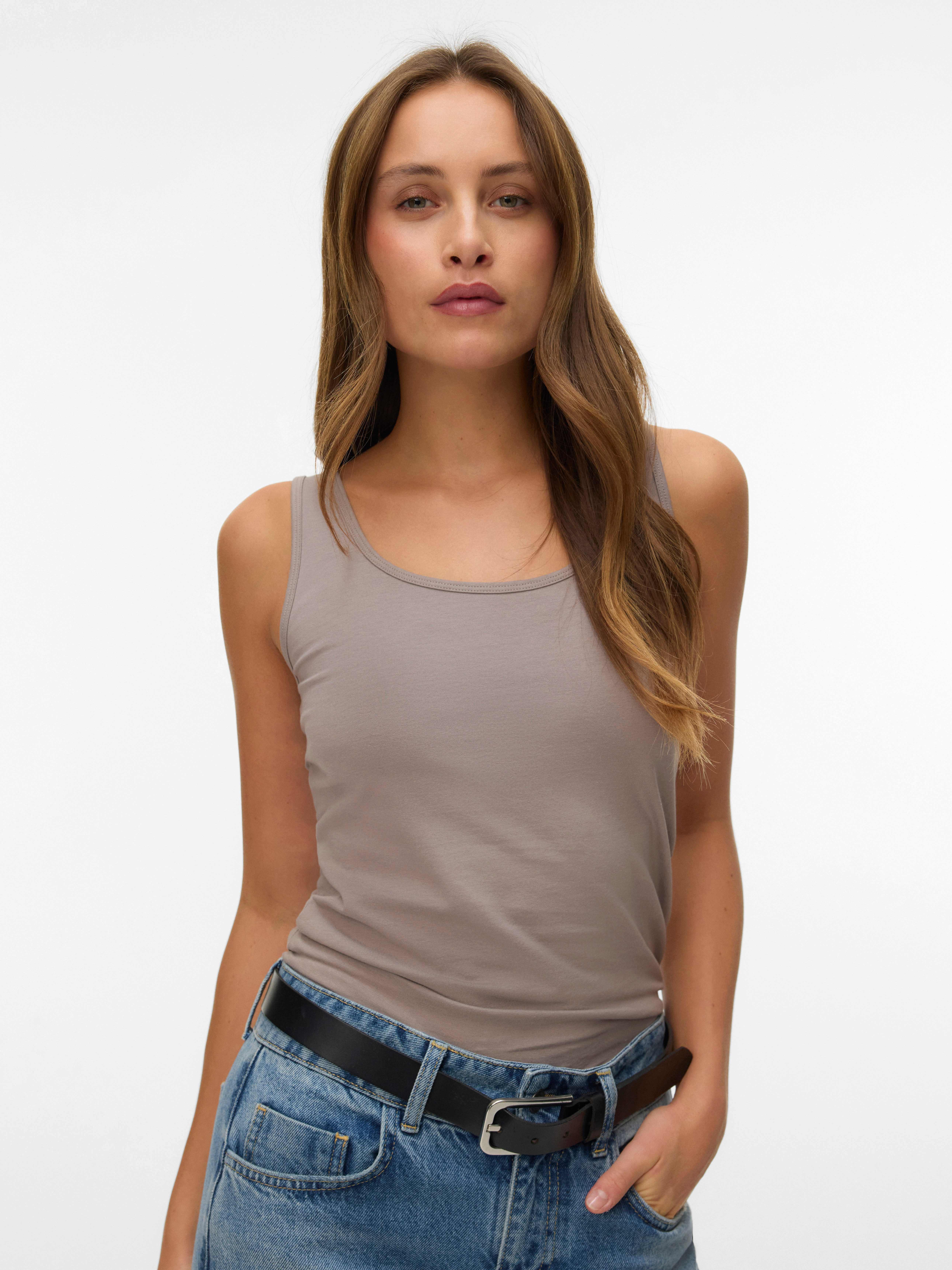 Vero Moda Tanktop VMLULU LONG TANK TOP JRS GA NOOS Baumwollmischung, regular fit