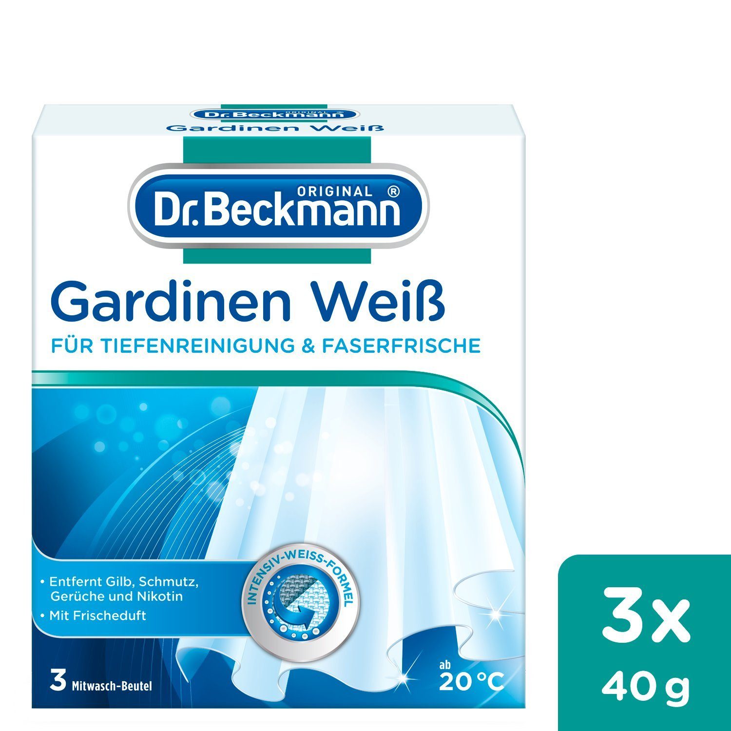 Gardinen Weiß, Gardinenweiß für strahlende Vorhänge, 3x 40g Farb- und Schmutzfangtücher