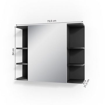 Vicco Badezimmerspiegelschrank Spiegelschrank Badspiegel 80 x 64 cm FYNN Anthrazit
