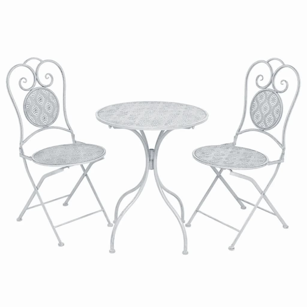 vidaXL Gartenlounge-Set 3-tlg. Bistro-Set Stahl Grau-Weiß, (3-tlg)
