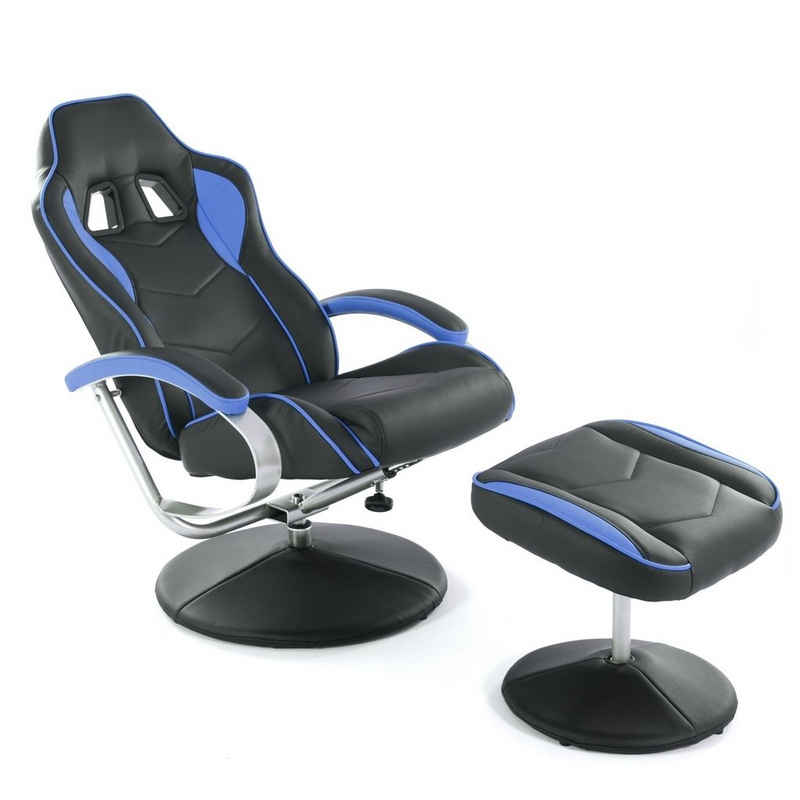 Raburg Gaming-Stuhl Wohnzimmer Sessel mit Hocker, tiefes Sessel-Set, Kunstleder, mit Hocker & mit Relaxfunktion, belastbar bis 120 kg