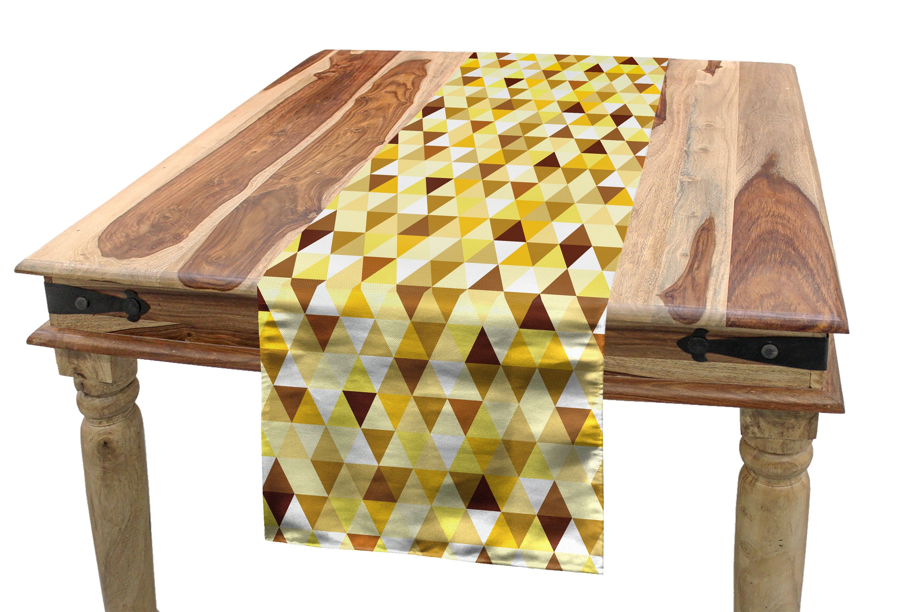 Abakuhaus Tischläufer, Küche Triangle Abstrakt Funky Esszimmer Tischläufer Rechteckiger Dekorativer Rhombus