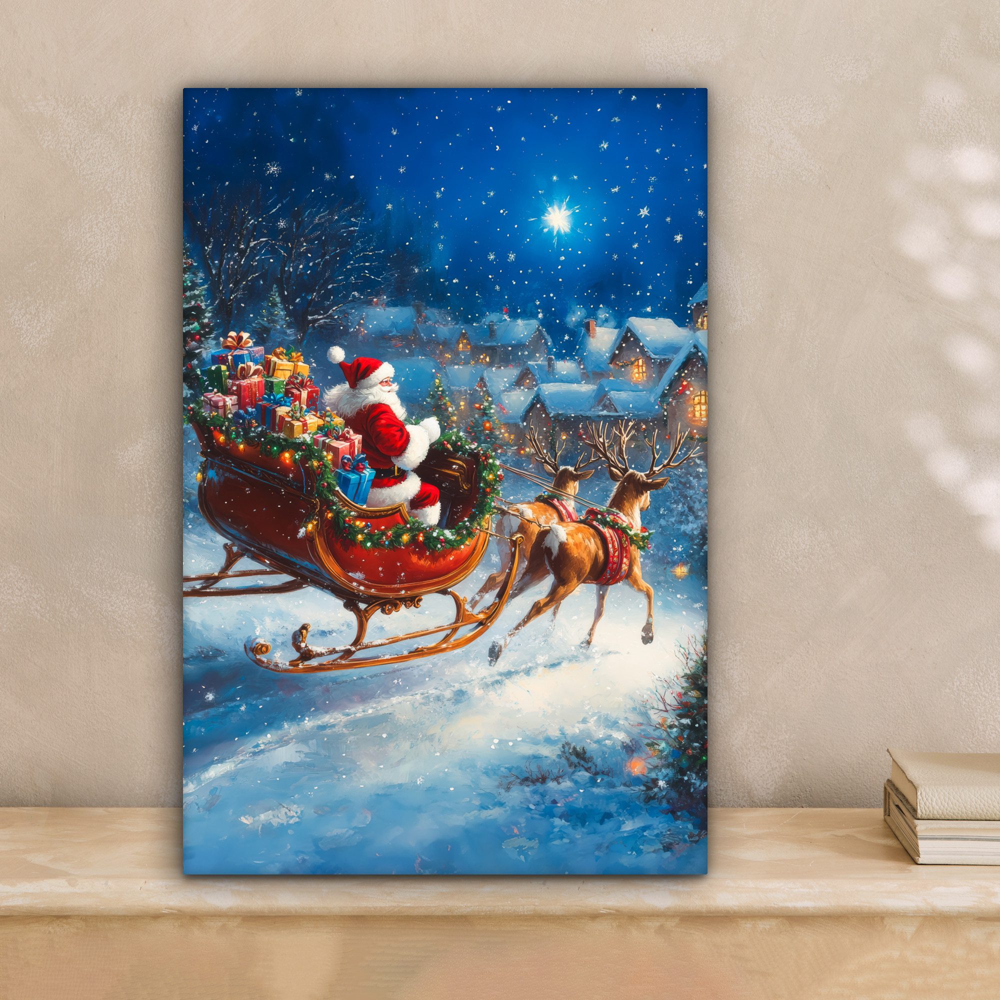 OneMillionCanvasses® Leinwandbild Weihnachtsmann - Rentier - Weihnachten - günstig online kaufen