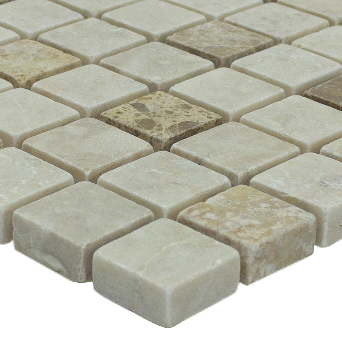 Mosafil Mosaikfliesen Naturstein Mosaikfliese Fridali Beige Braun, Naturstein-Marmor 30.500x30.500, beige-braun