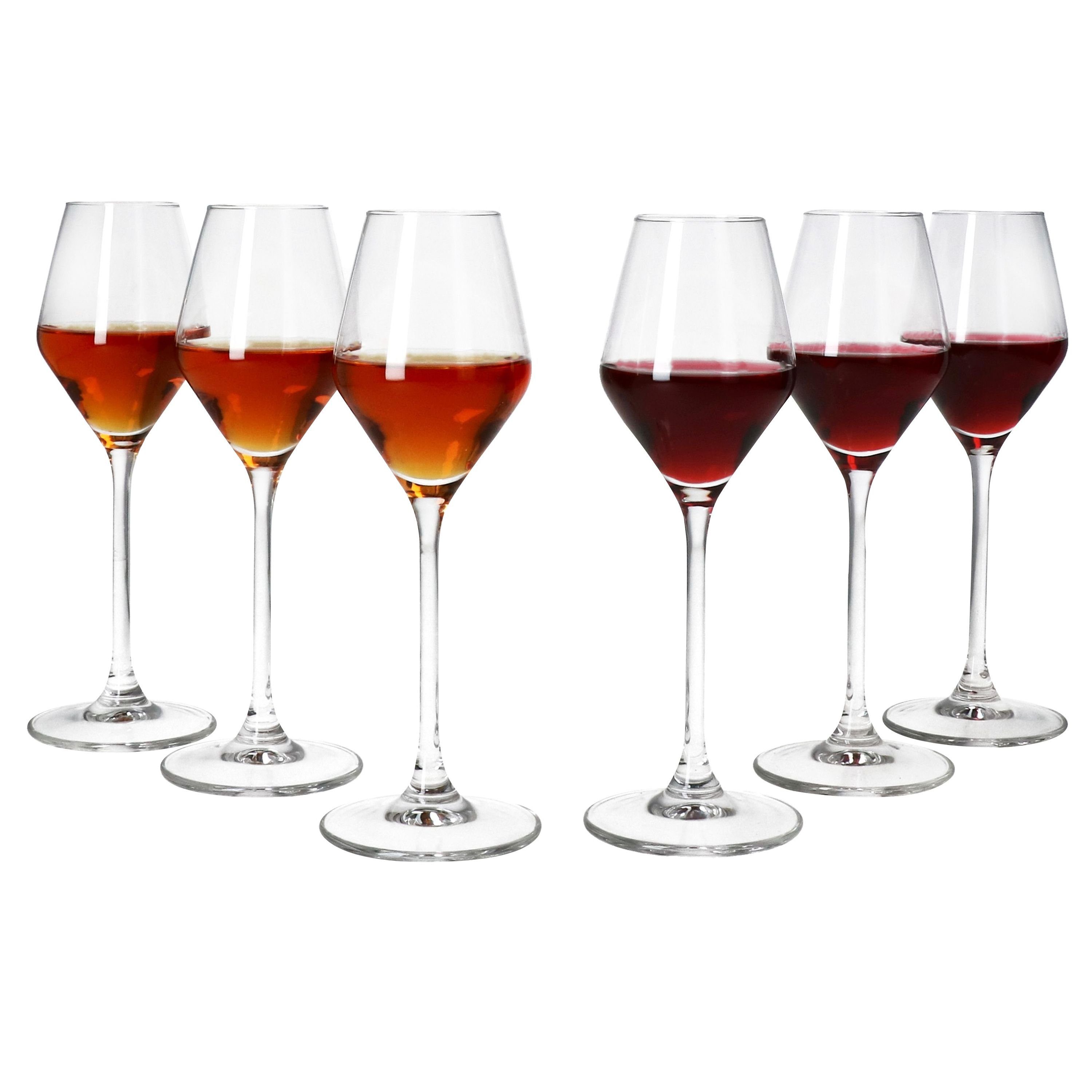 Weinglas 6x Carré Portwein-Gläser 80ml mit Fuß Likörglas Sherrygläser