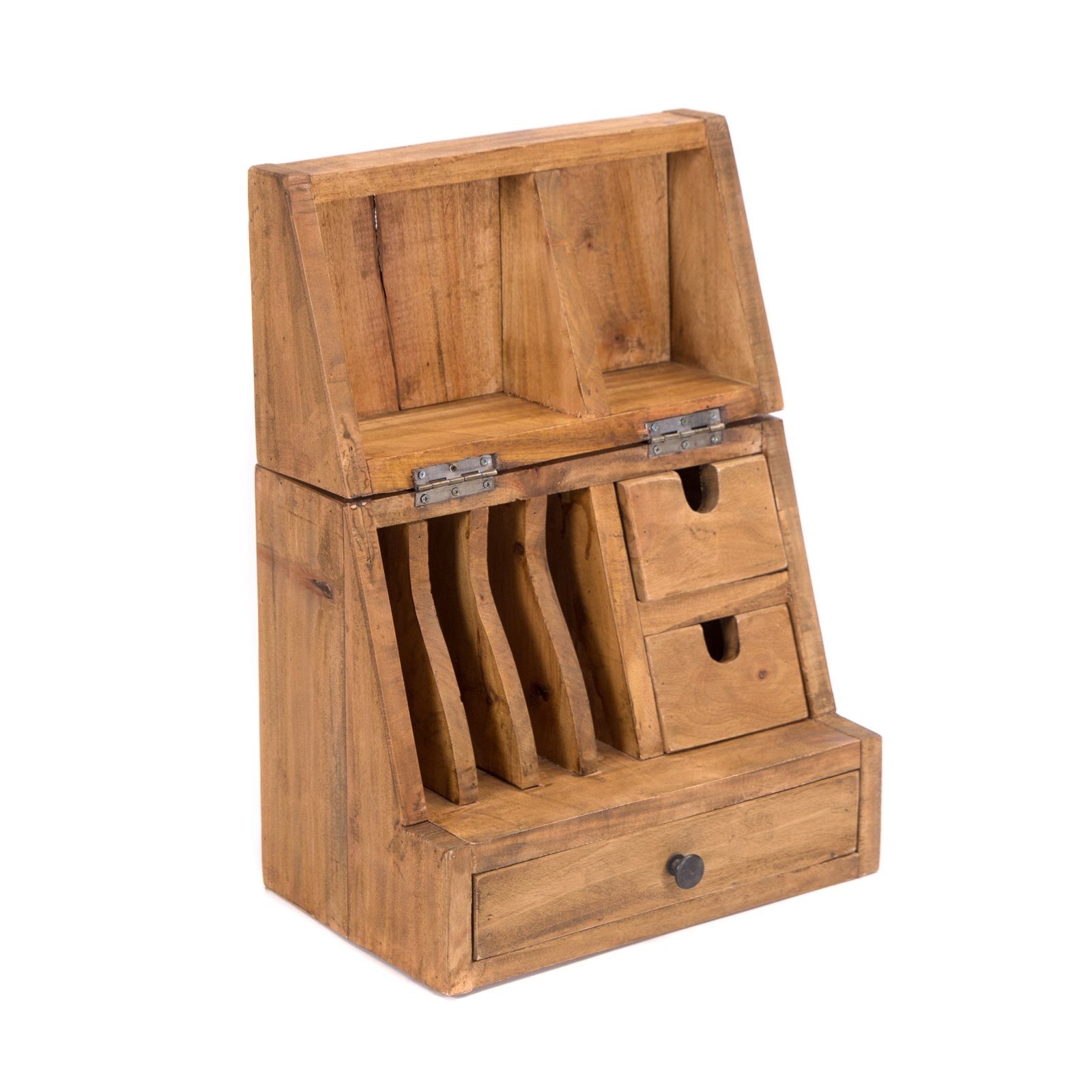 CREEDWOOD Aufbewahrungsbox BÜRO ORGANIZER "CASE", Mahagoni Holz, 48 cm, Tisch Organizer