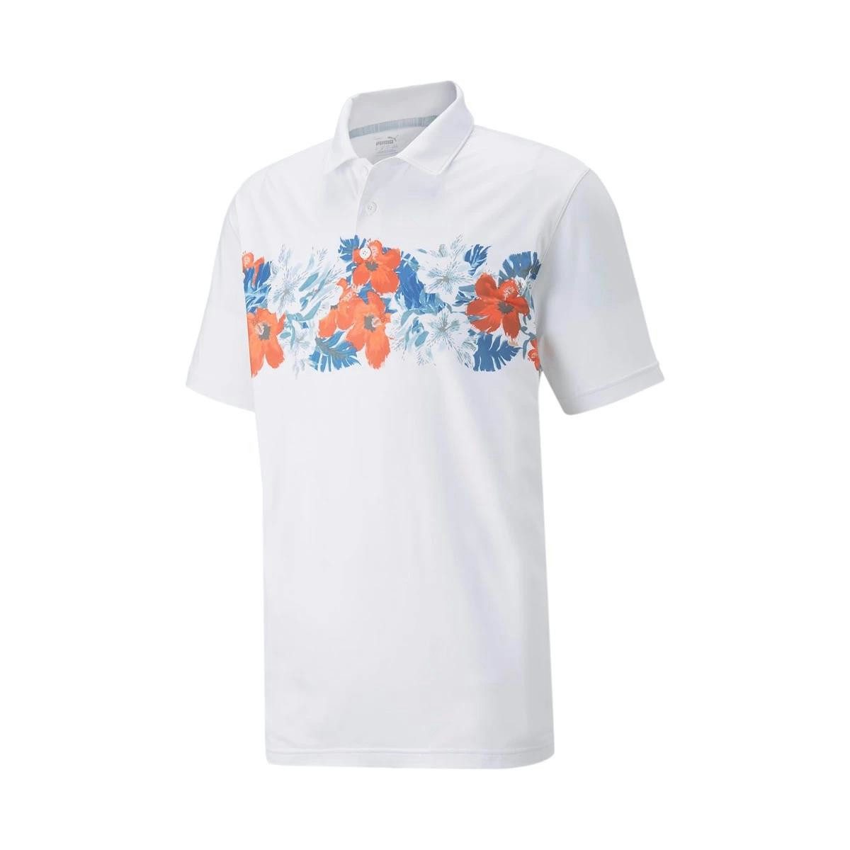 PUMA Poloshirt Puma Golf Polo Cloudspun Abaco Weiß Gemustert Herren
