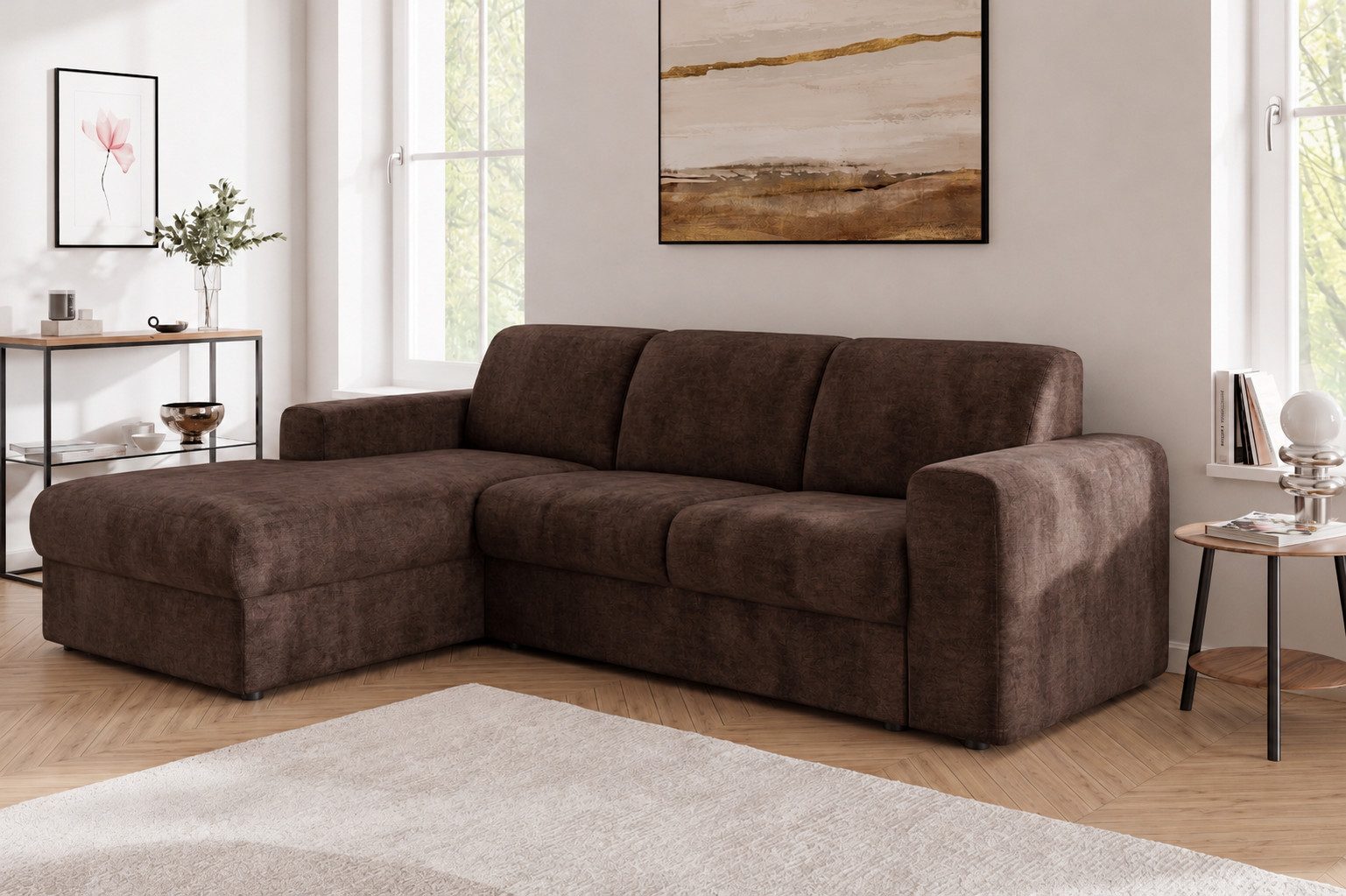 OTTO home Ecksofa BORNHOLM 2.0 L-Form, Breite 220 cm, Verlässliche Qualität, Chenille, Recamiere links/rechts bestellbar, Bezug - Chenille oder Struktur
