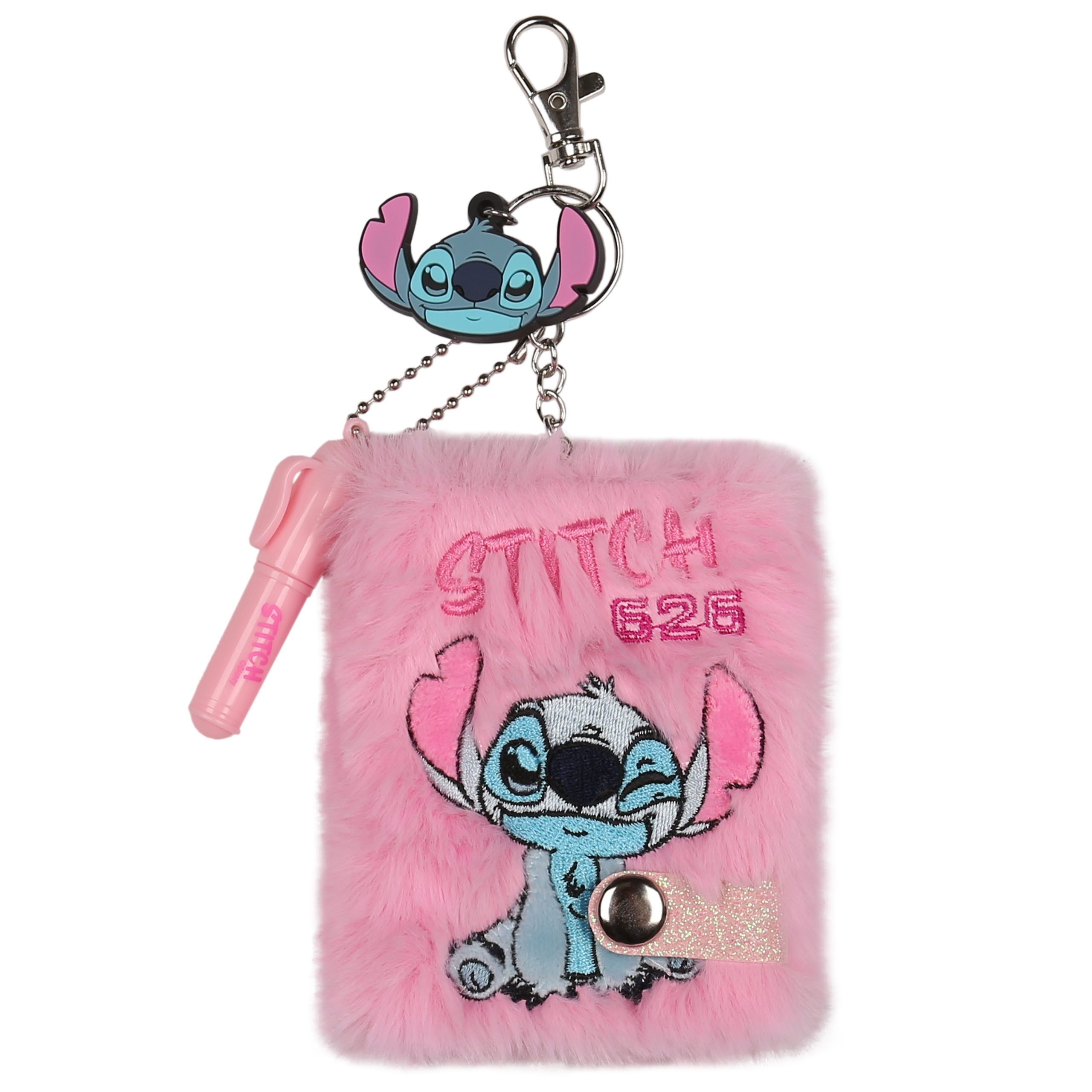 Disney Notizbuch Disney Stitch Plüsch-Notizbuch mit Kugelschreiber, Schlüsselanhänger