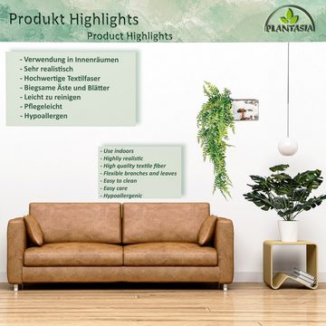 Kunstranke Künstliche Hängepflanze Dekopflanze Zimmerpflanze Hängepflanze, PLANTASIA, Höhe 120,00 cm, Größen u. Setwahl