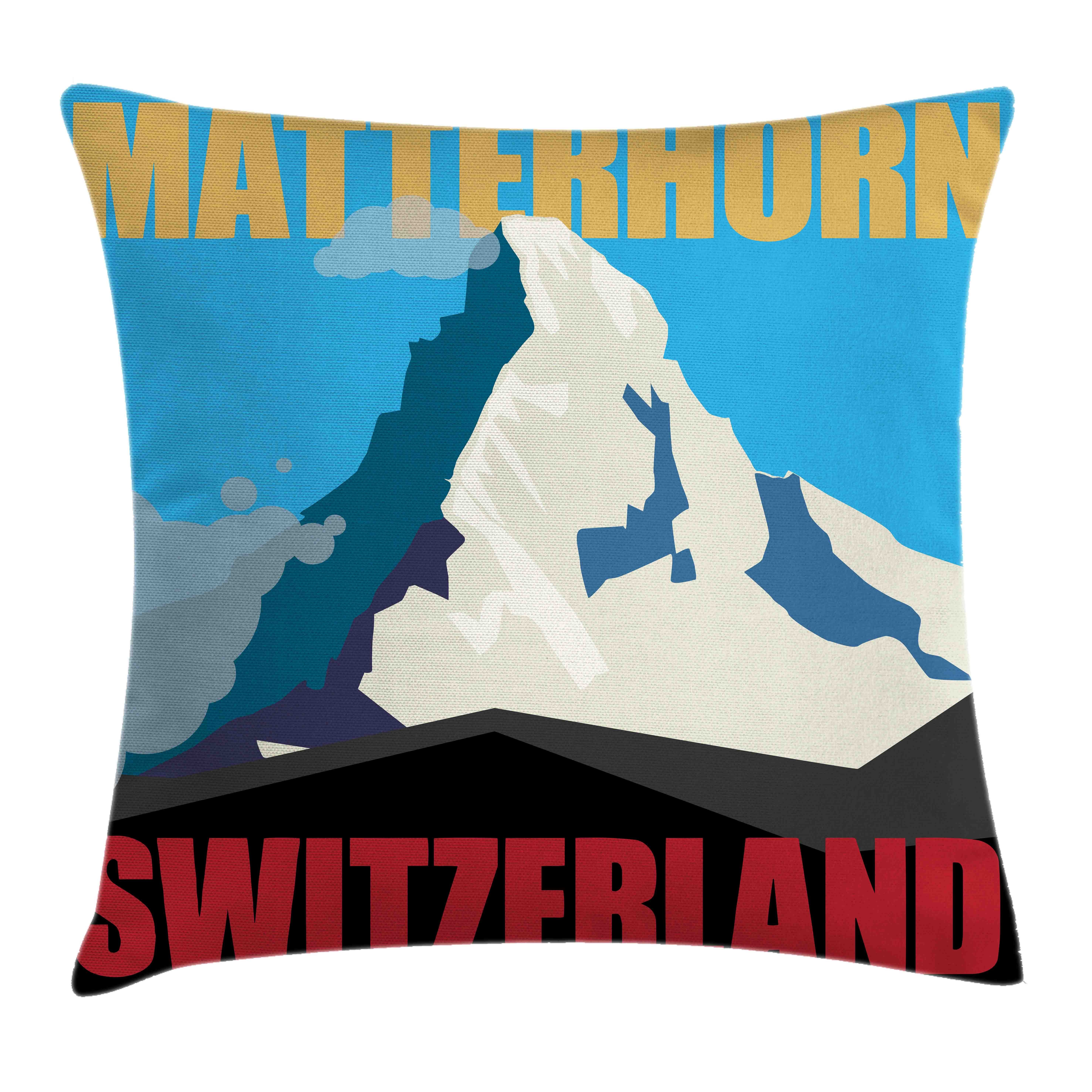Kissenbezüge Waschbar mit Reißverschluss mit Druck, Farben (1 Stück), Farbfesten Matterhorn Kissenhülle Klaren Berg Beidseitiger Abakuhaus Schweiz Peak