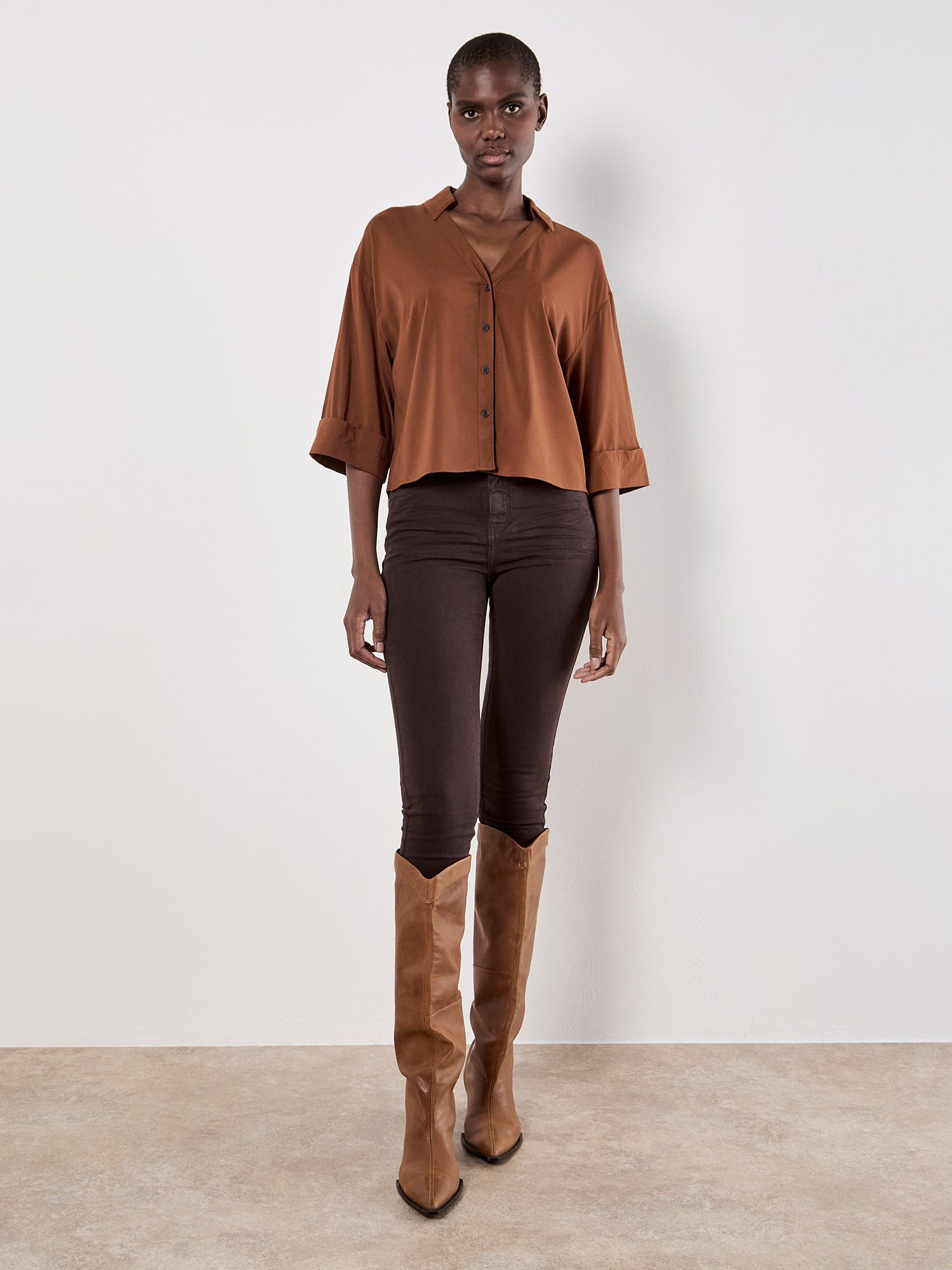 Apricot Shirtbluse Kurzbluse in Unifarben günstig online kaufen