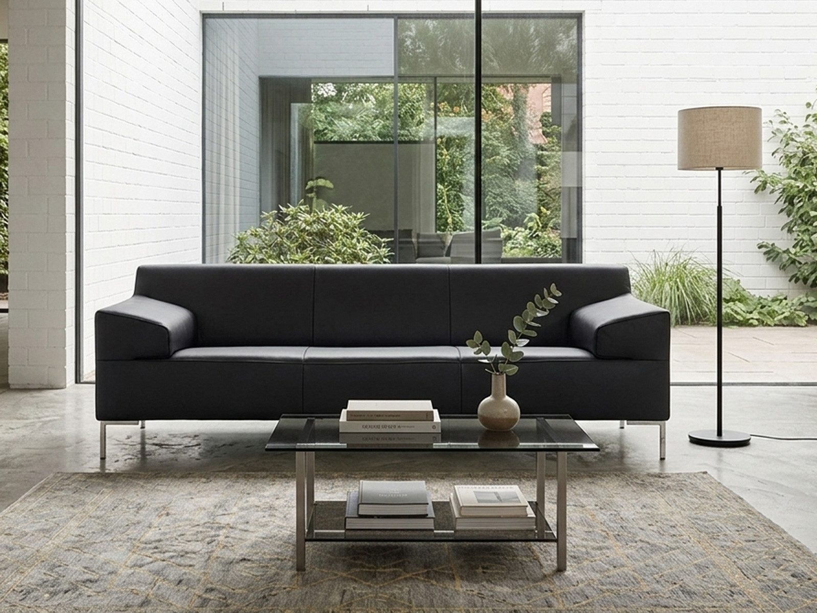 freistil ROLF BENZ Sofa ROLF BENZ Sofa Freistil 180 Couch Leder schwarz 200 cm, Leder
